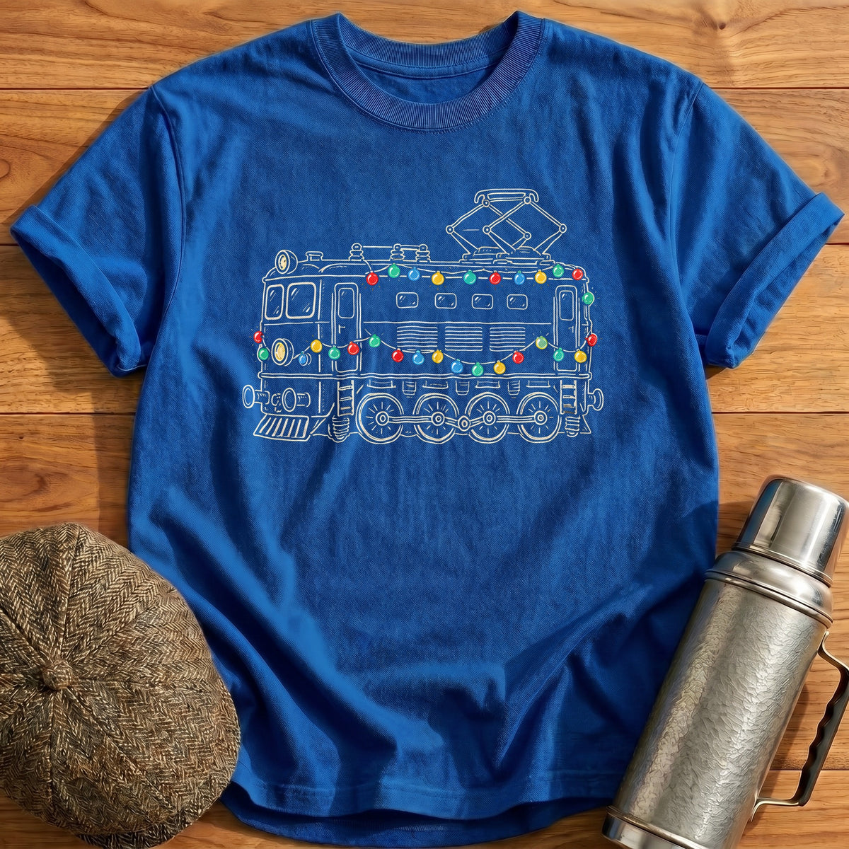 Electric Locomotive Christmas Lights 43 T-Shirt - Royal