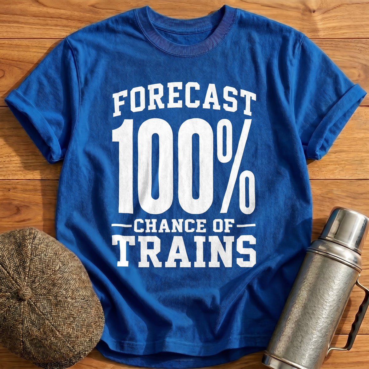 Forecast 100 Percent Chance Of Trains 35 T-Shirt - Royal