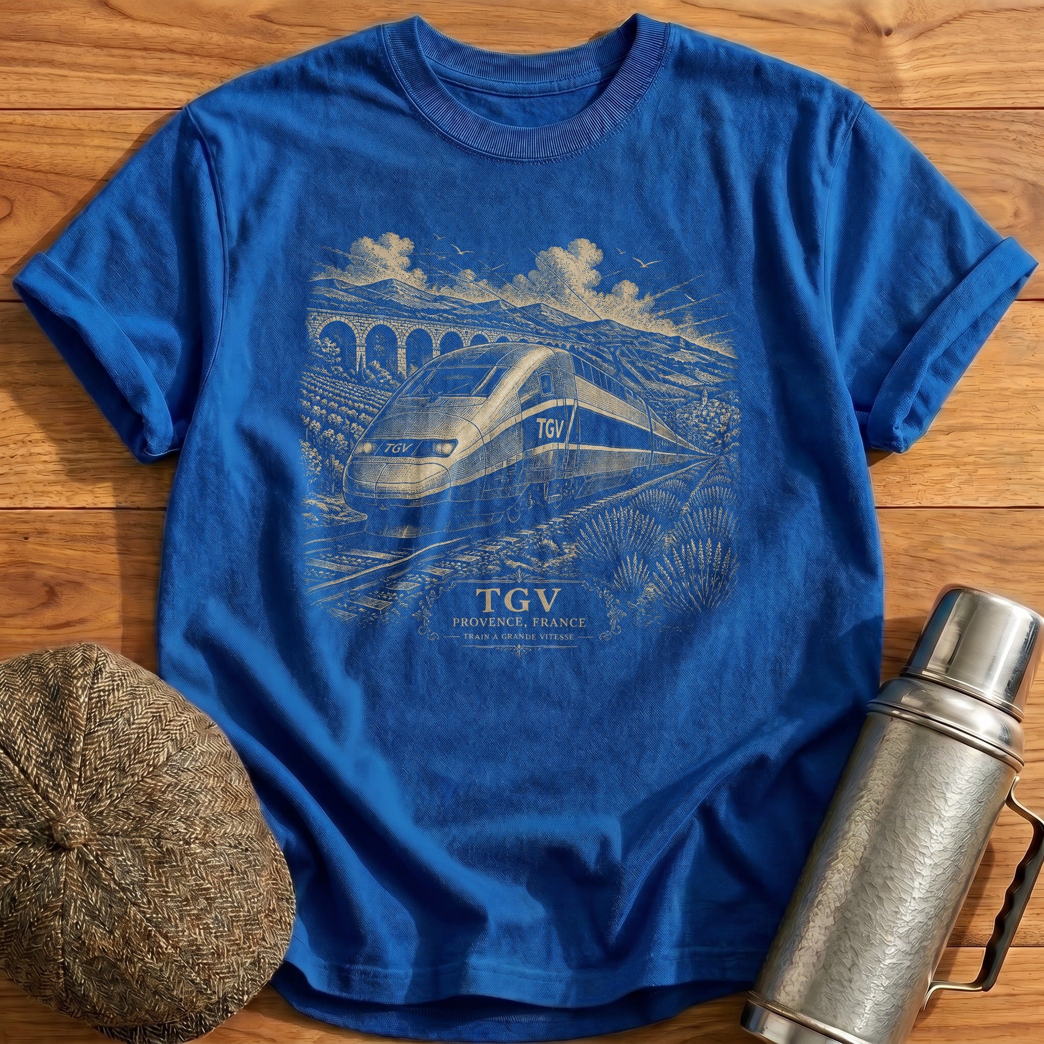 French TGV High Speed Train T-Shirt - Royal