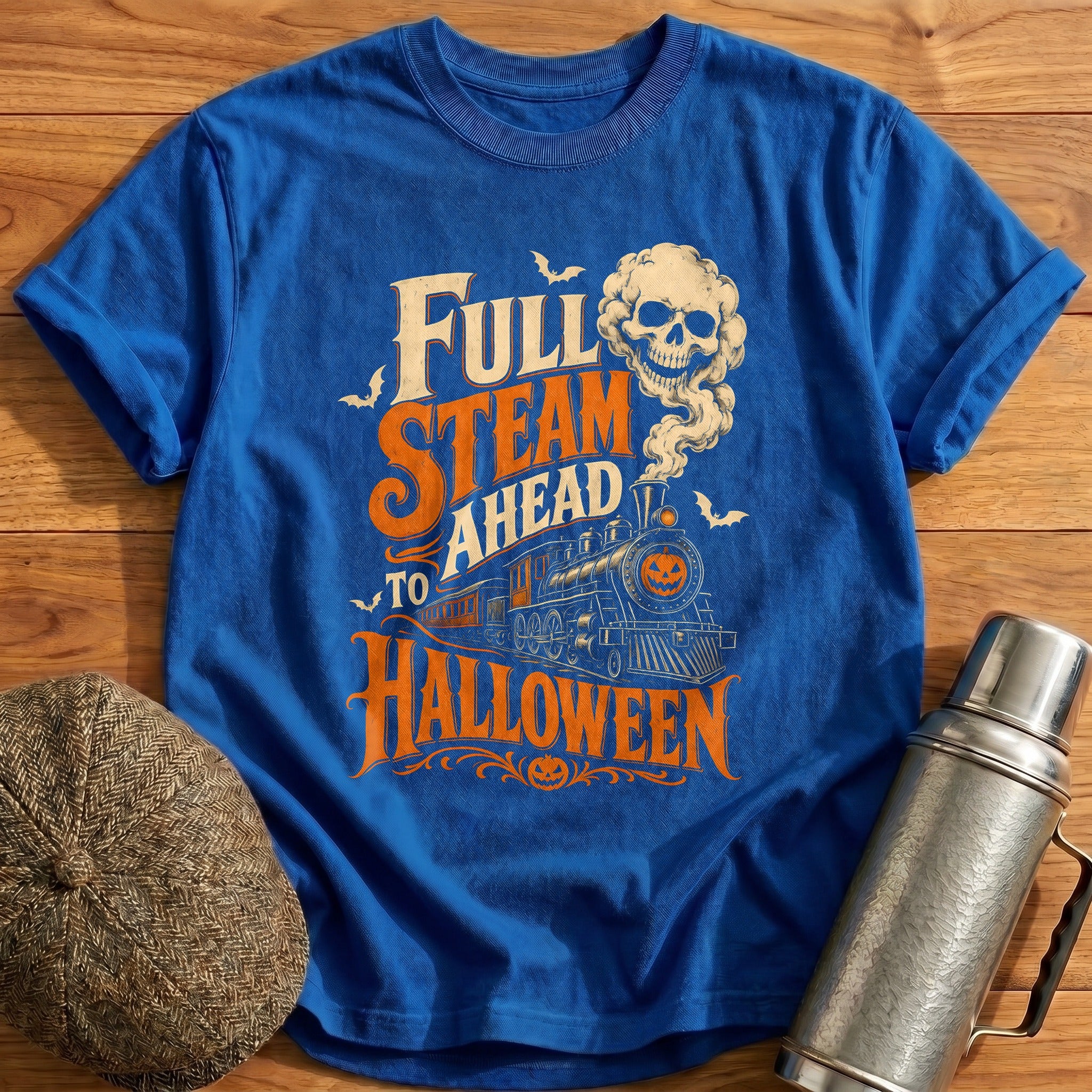 Full Steam Ahead To Halloween T-Shirt - Royal