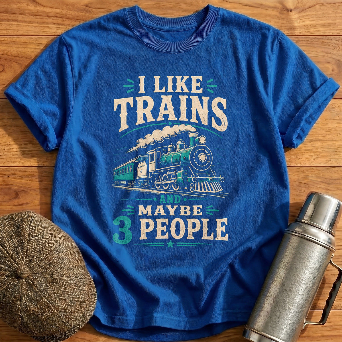 I Like Trains 38 Kids T-Shirt - Royal
