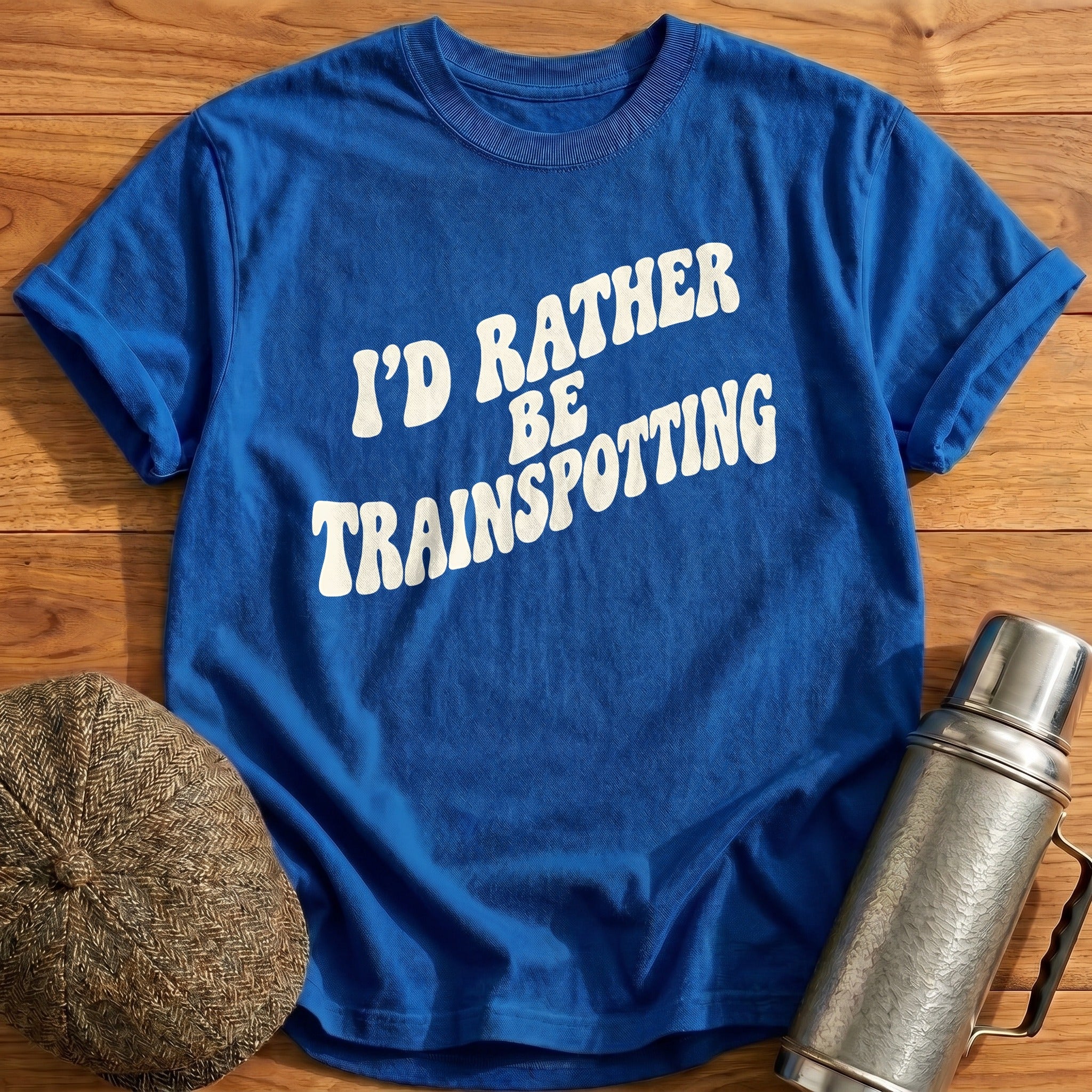 Id Rather Be Trainspotting 44 T-Shirt - Royal