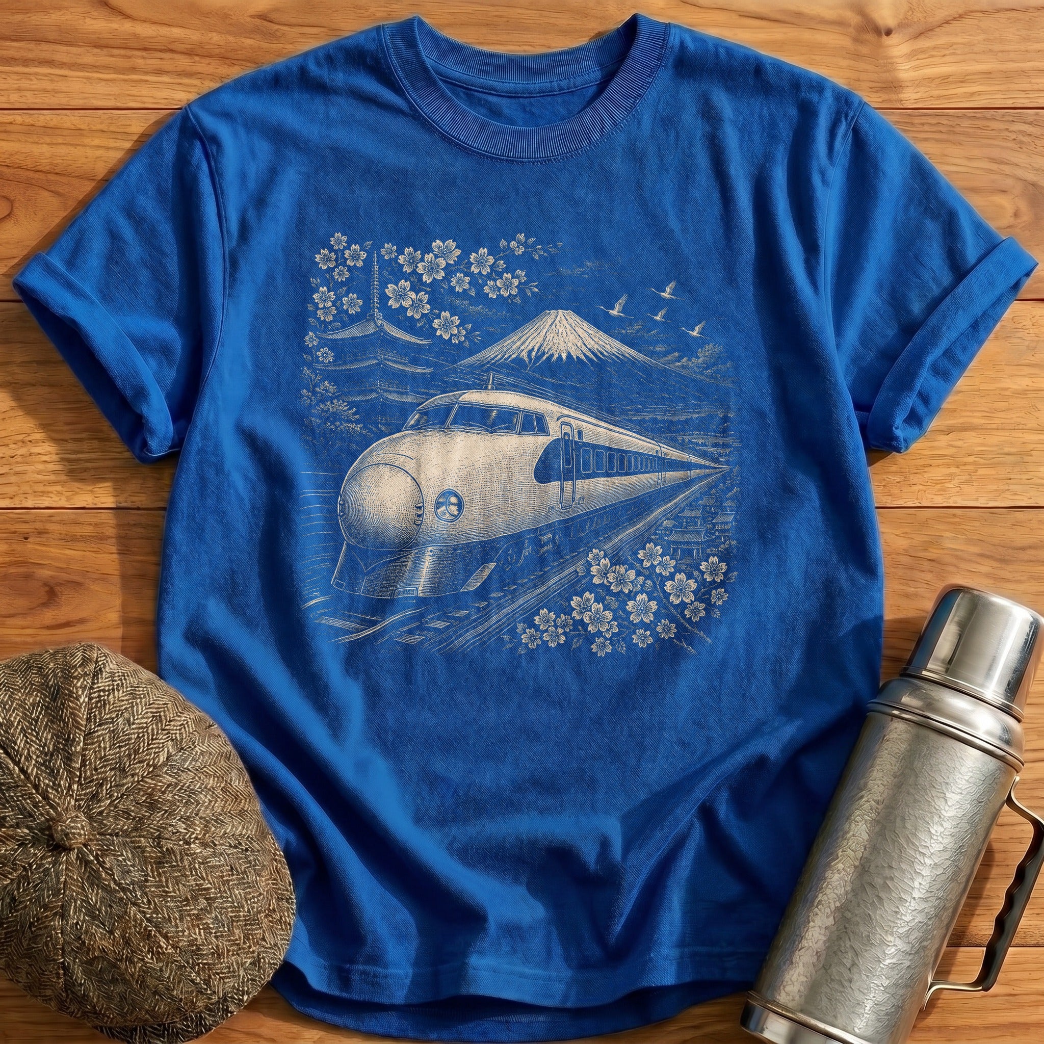 Japanese Shinkansen Bullet Train T-Shirt - Royal