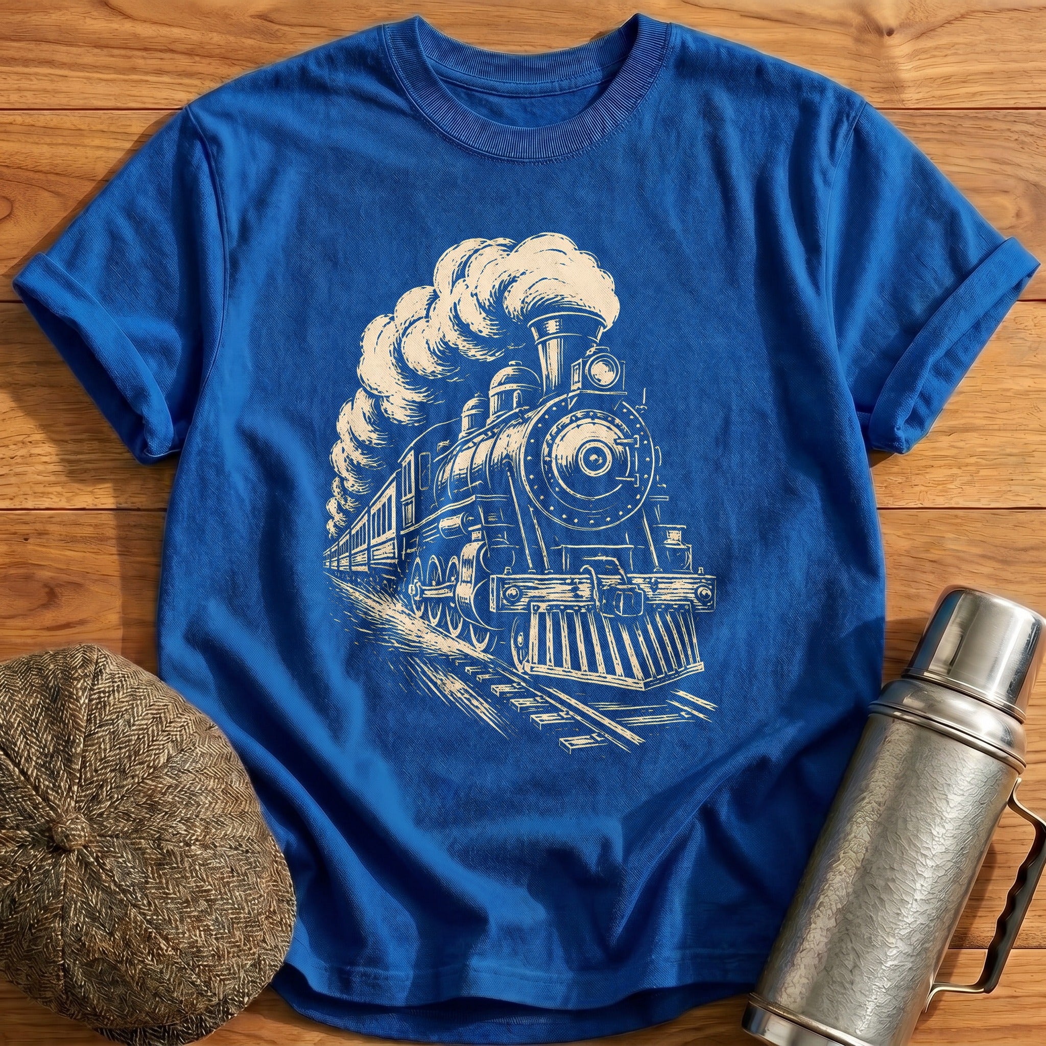 Linocut Steam 18 T-Shirt - Royal