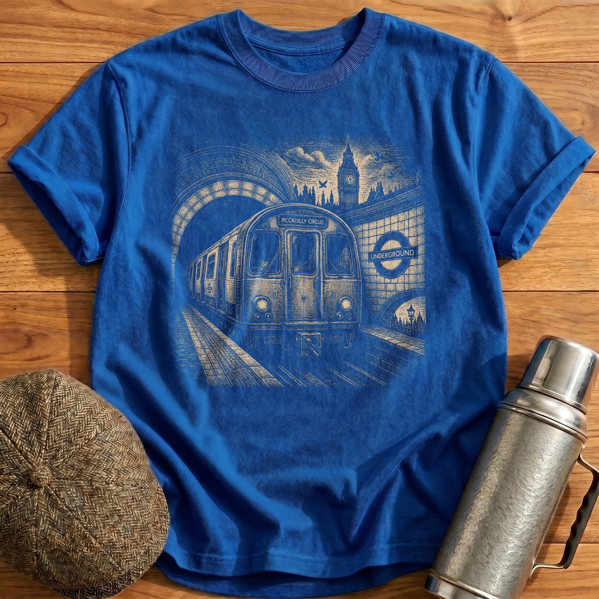 London Underground Tube Train T-Shirt - Royal