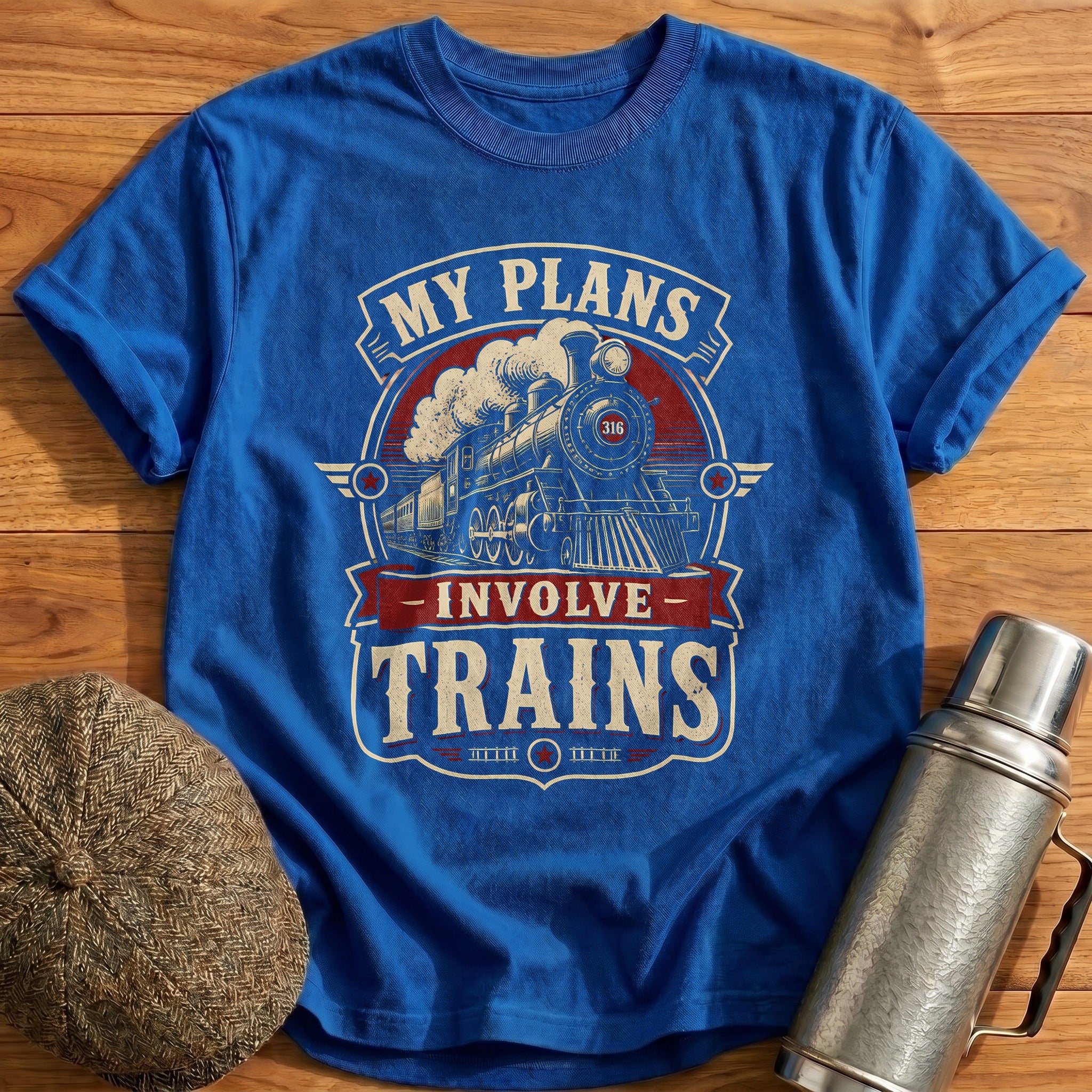 My Plans Involve Trains T-Shirt - Royal