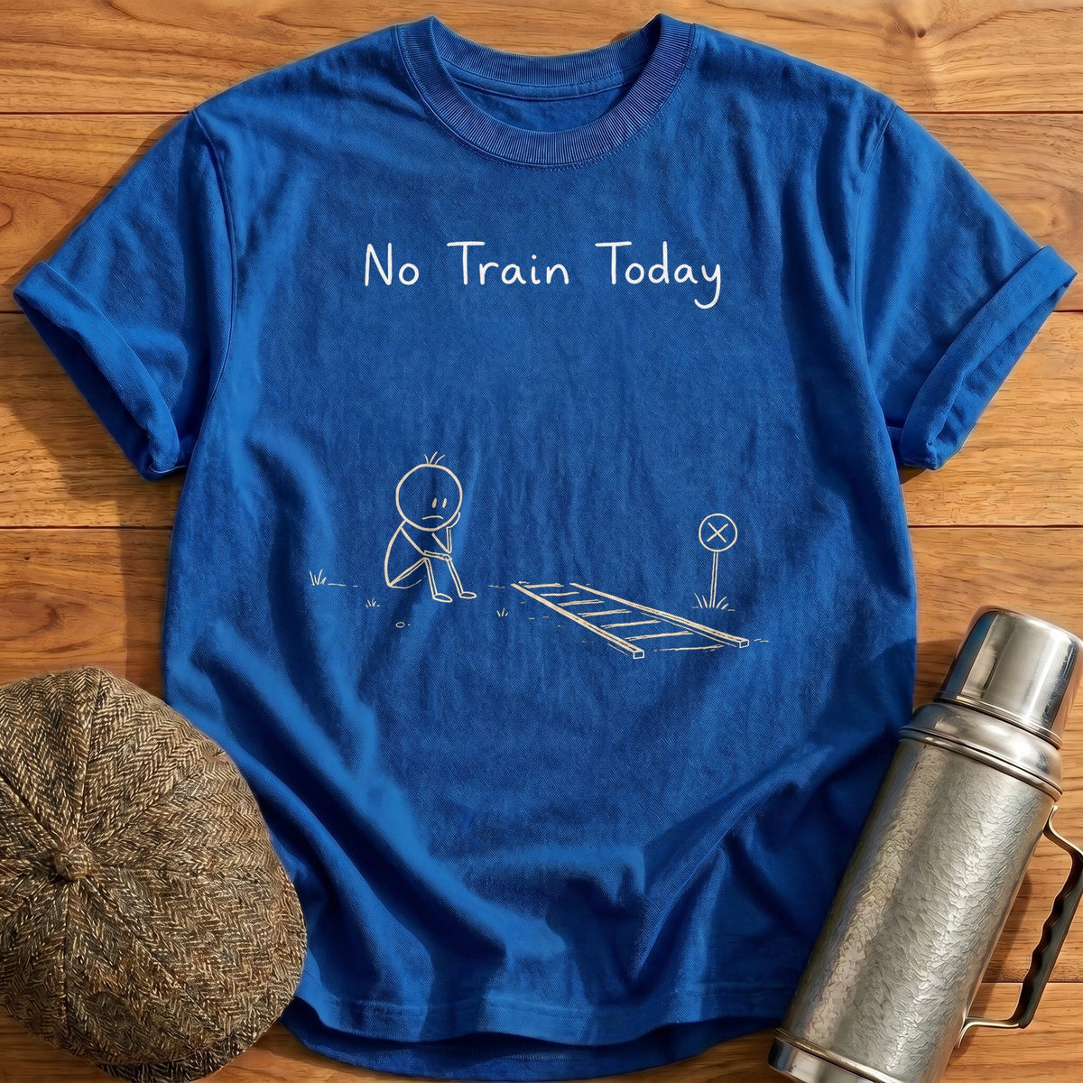 No Train Today Kids T-Shirt - Royal