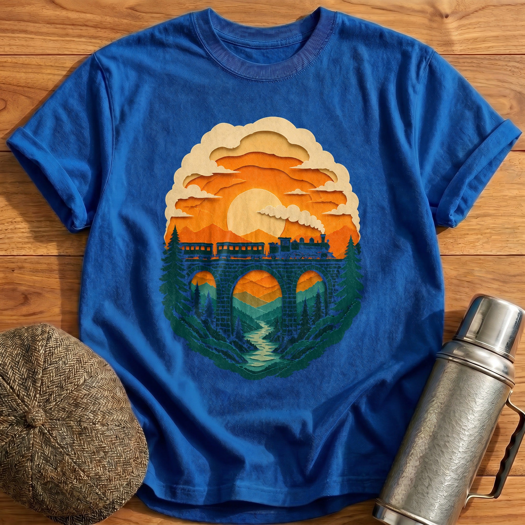Papercut Viaduct 28 T-Shirt - Royal