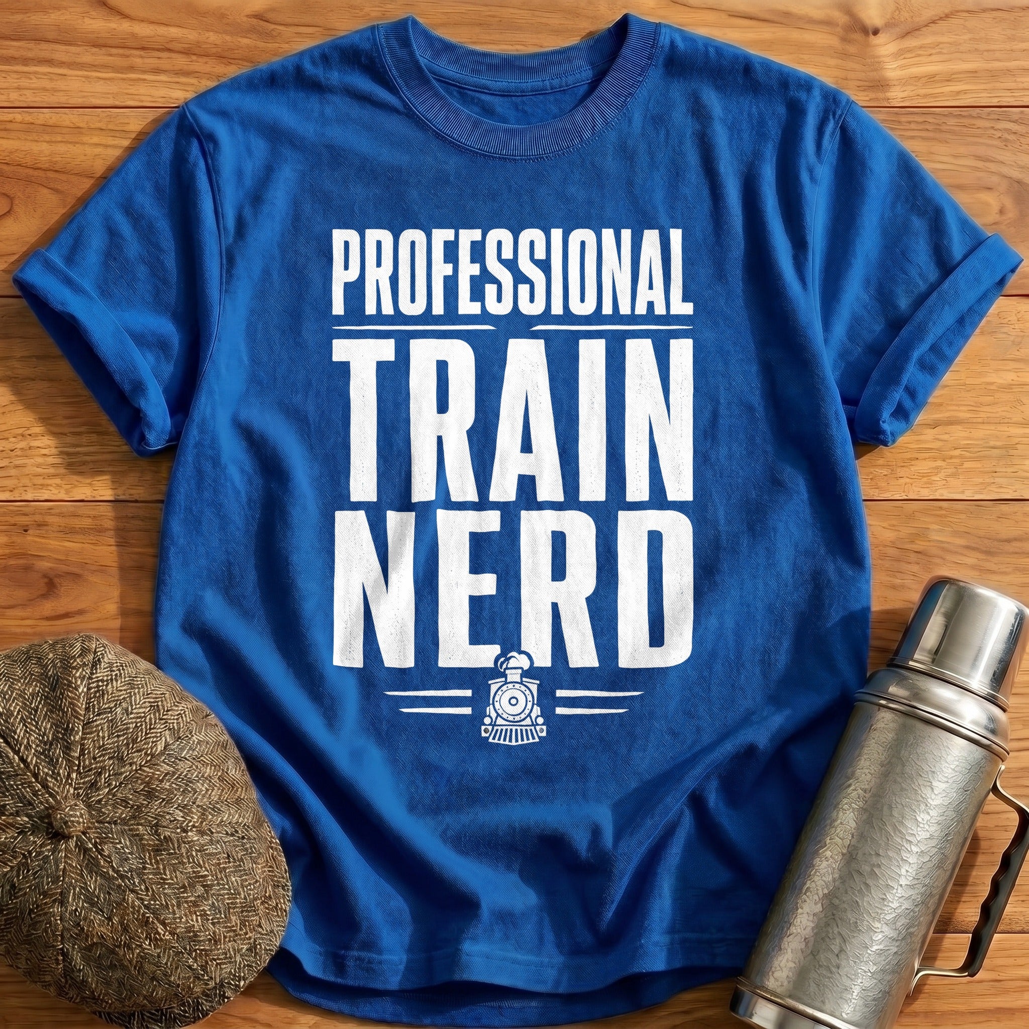 Professional Train Nerd 46 T-Shirt - Royal