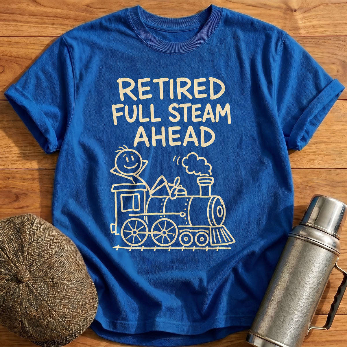 Retired Full Steam Ahead 18 T-Shirt - Royal