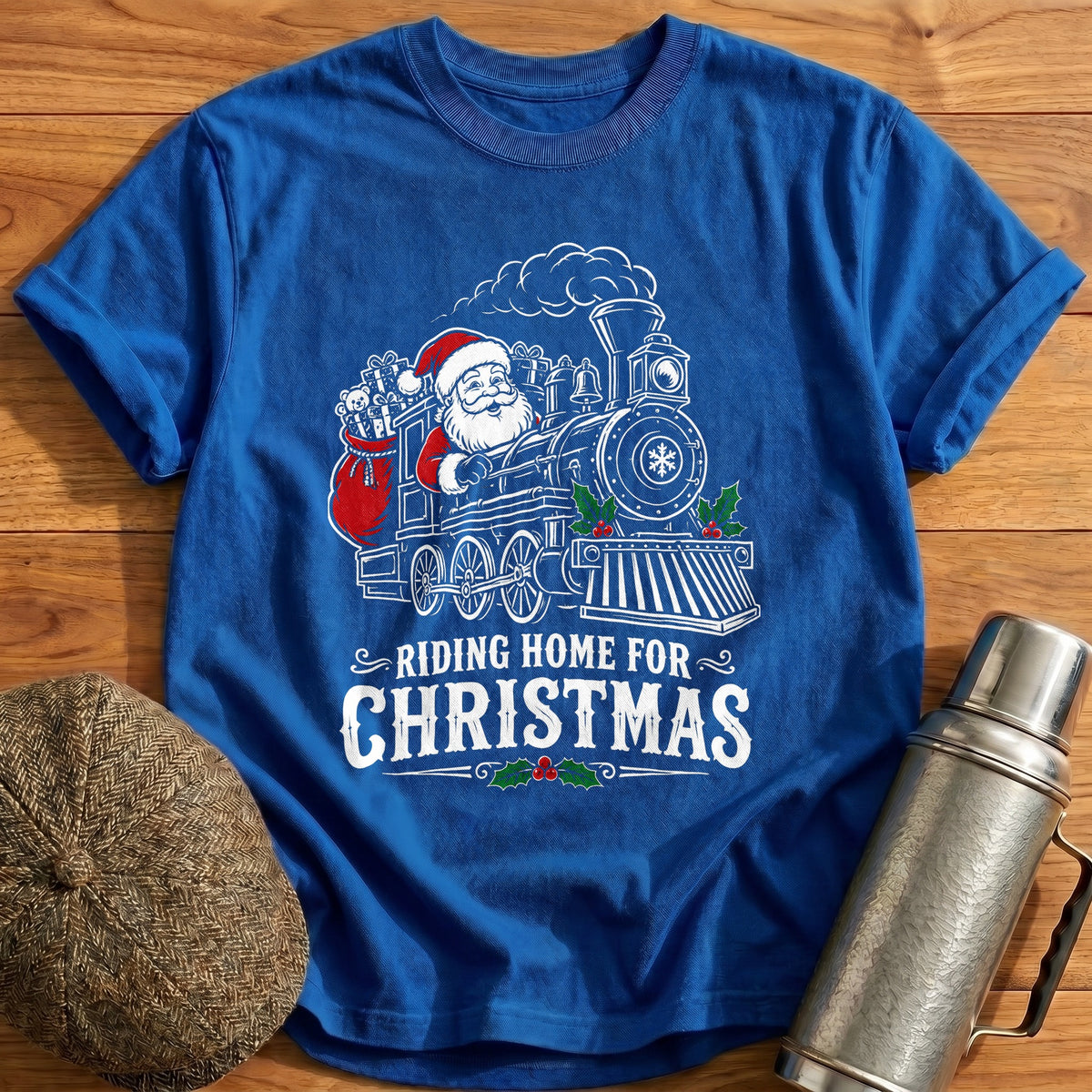 Riding Home For Christmas 36 T-Shirt - Royal