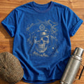 Skull Wearing British Railwayman Cap Forward T-Shirt - Royal