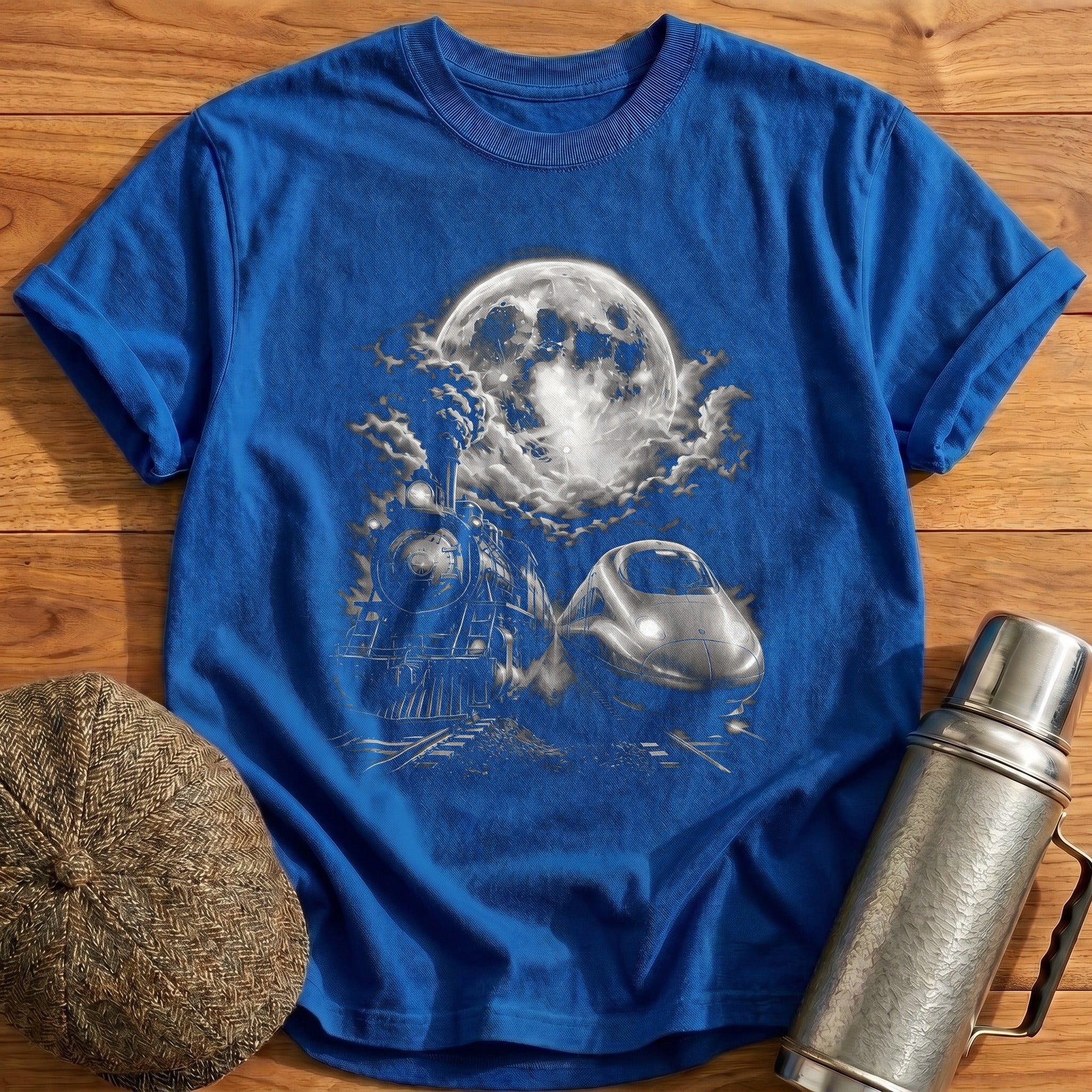 Steam Train Bullet Train Moon Night Travel - Royal