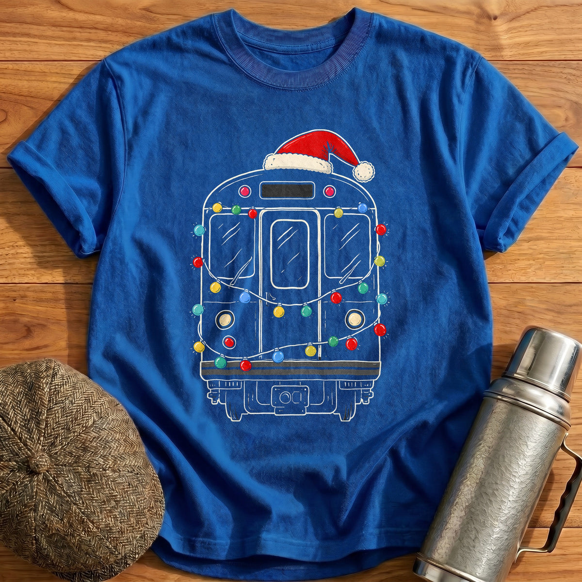 Subway Train Christmas Lights 14 T-Shirt - Royal