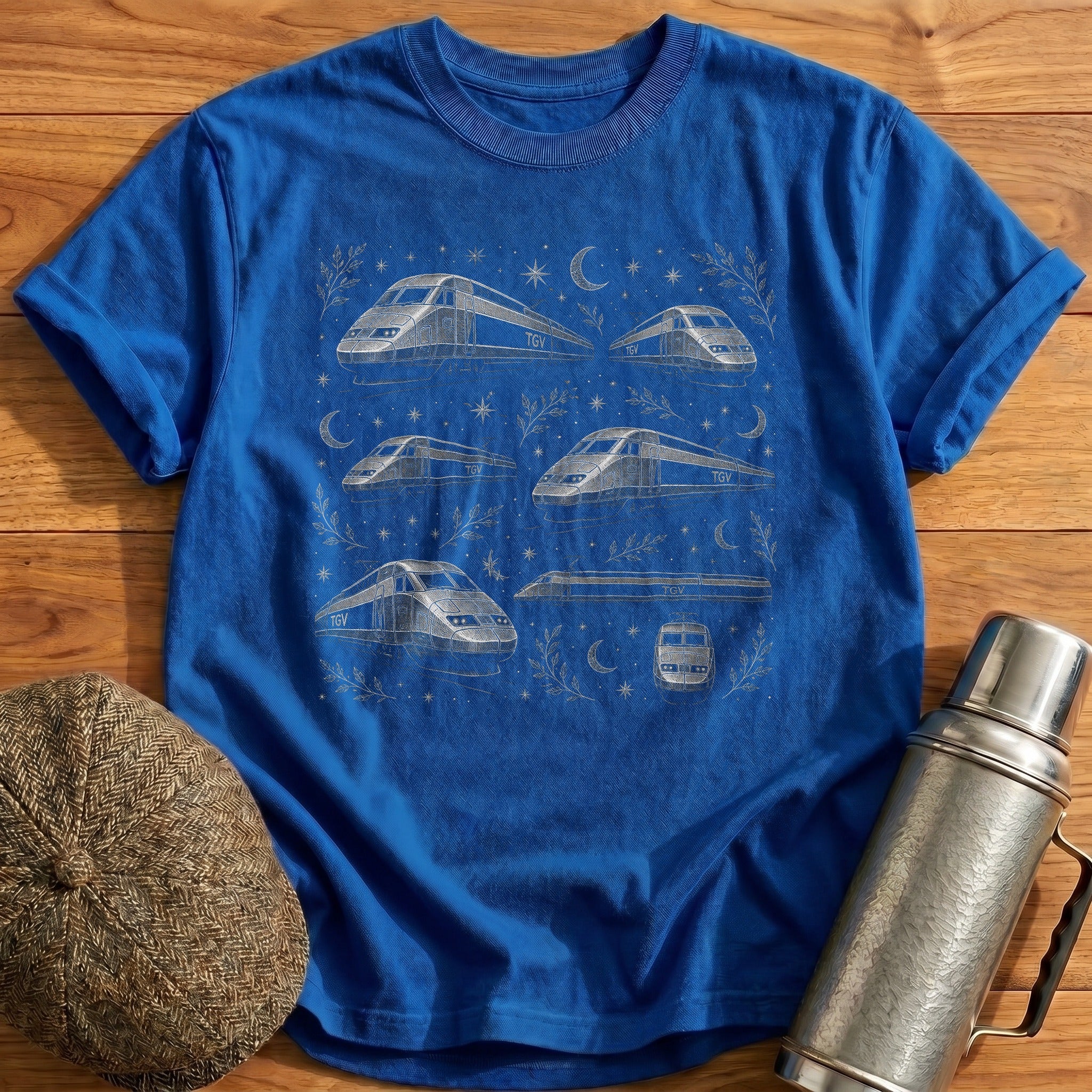 TGV High-Speed Train Contained Print T-Shirt - Royal