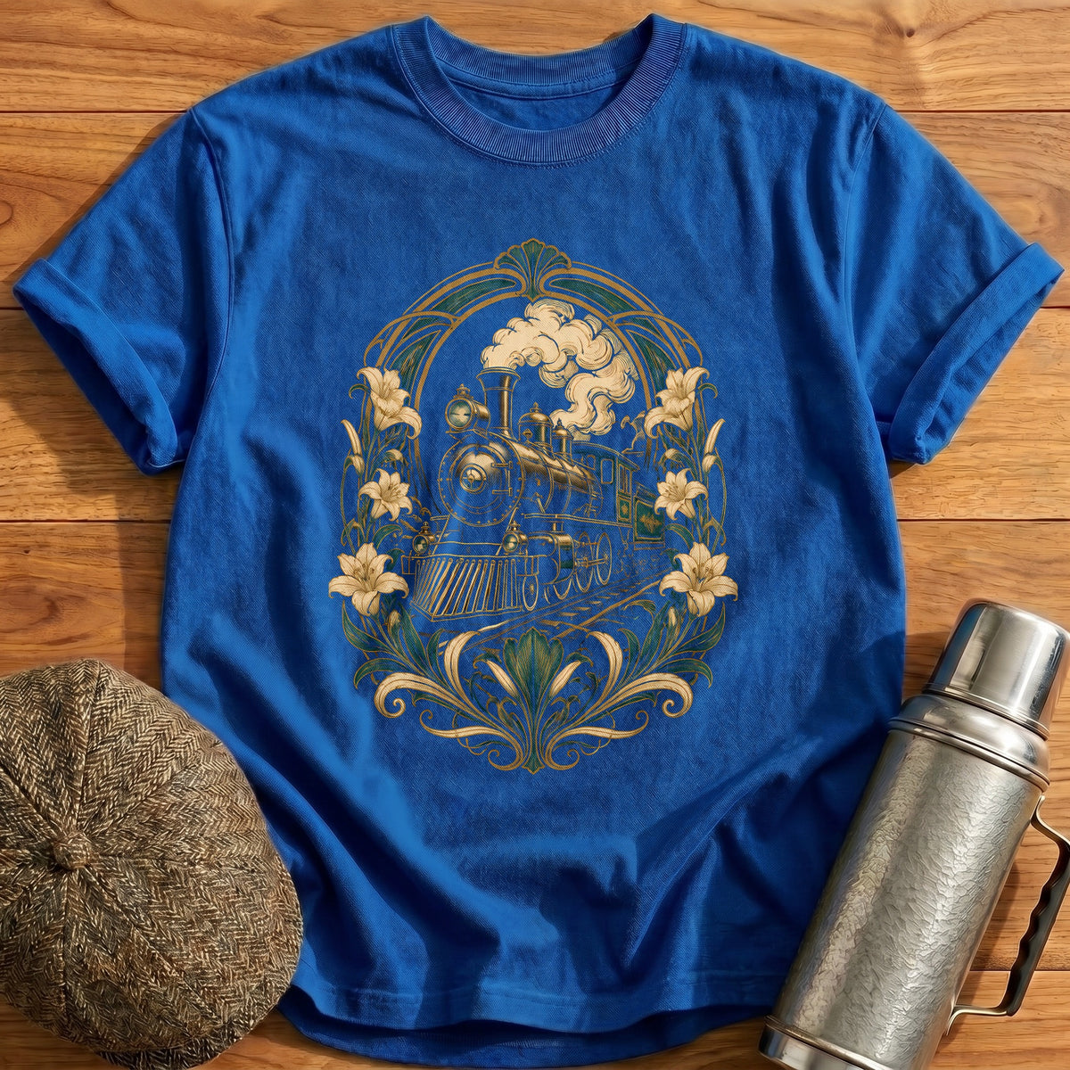 Train Art Nouveau 42 T-Shirt - Royal