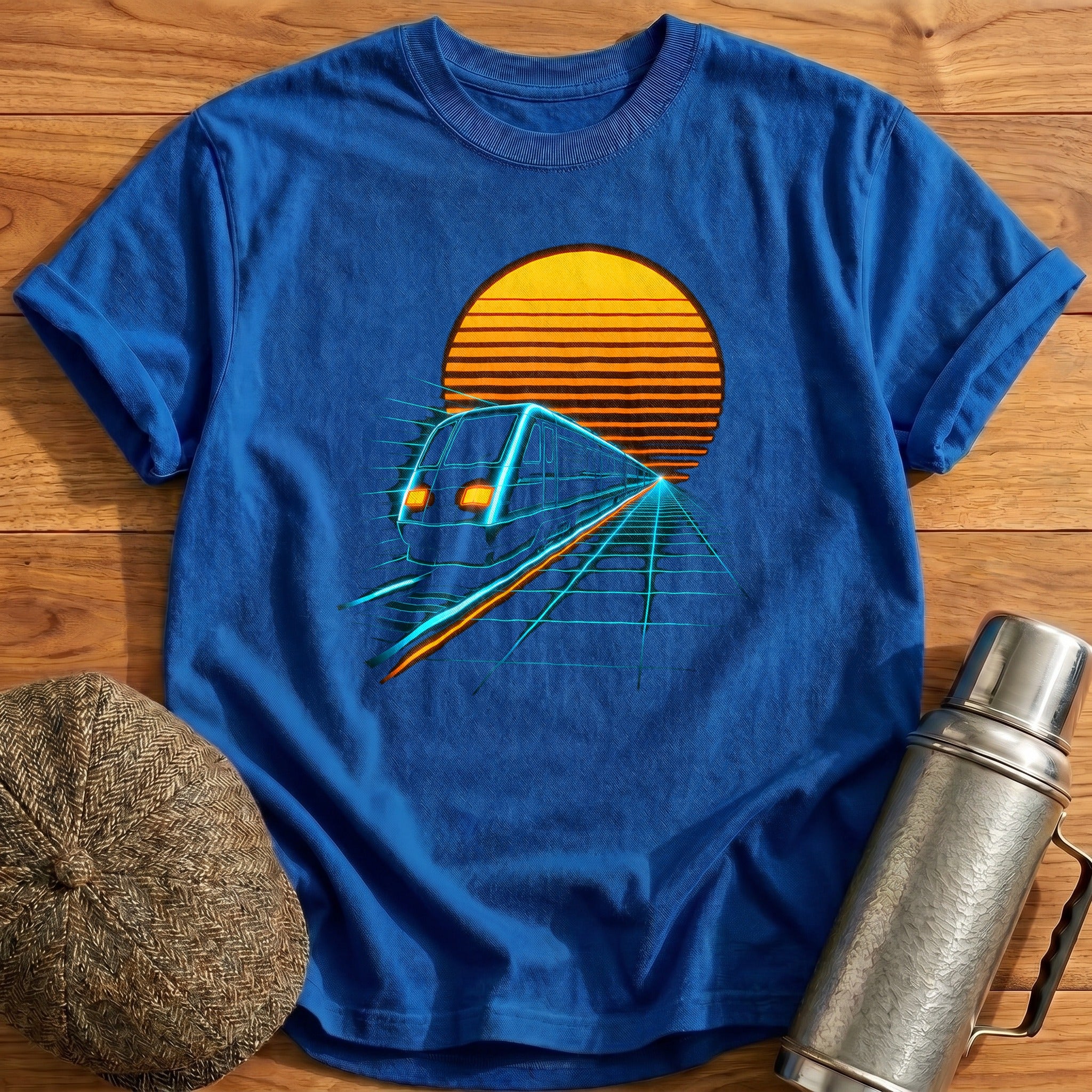 Train Synthwave 18 T-Shirt - Royal