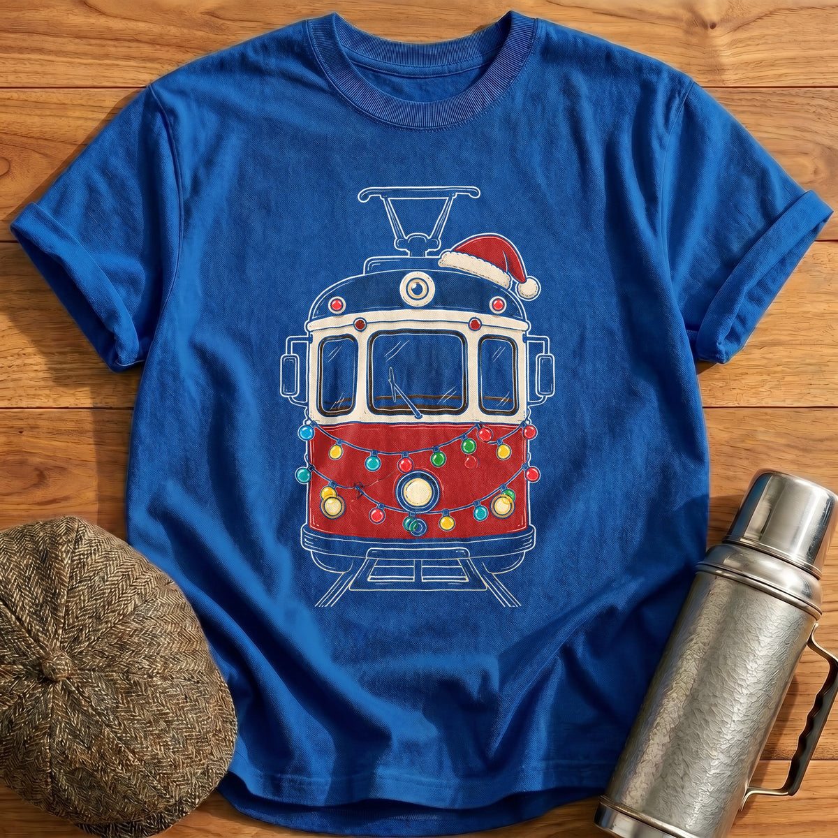 Tram Christmas Lights 15 T-Shirt - Royal