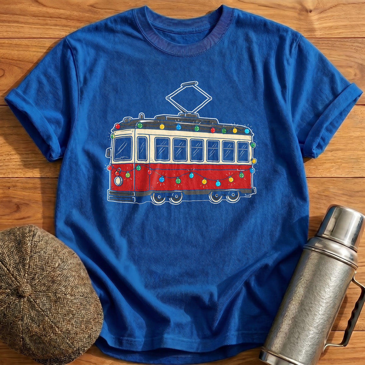 Tram Christmas Lights 95 T-Shirt - Royal