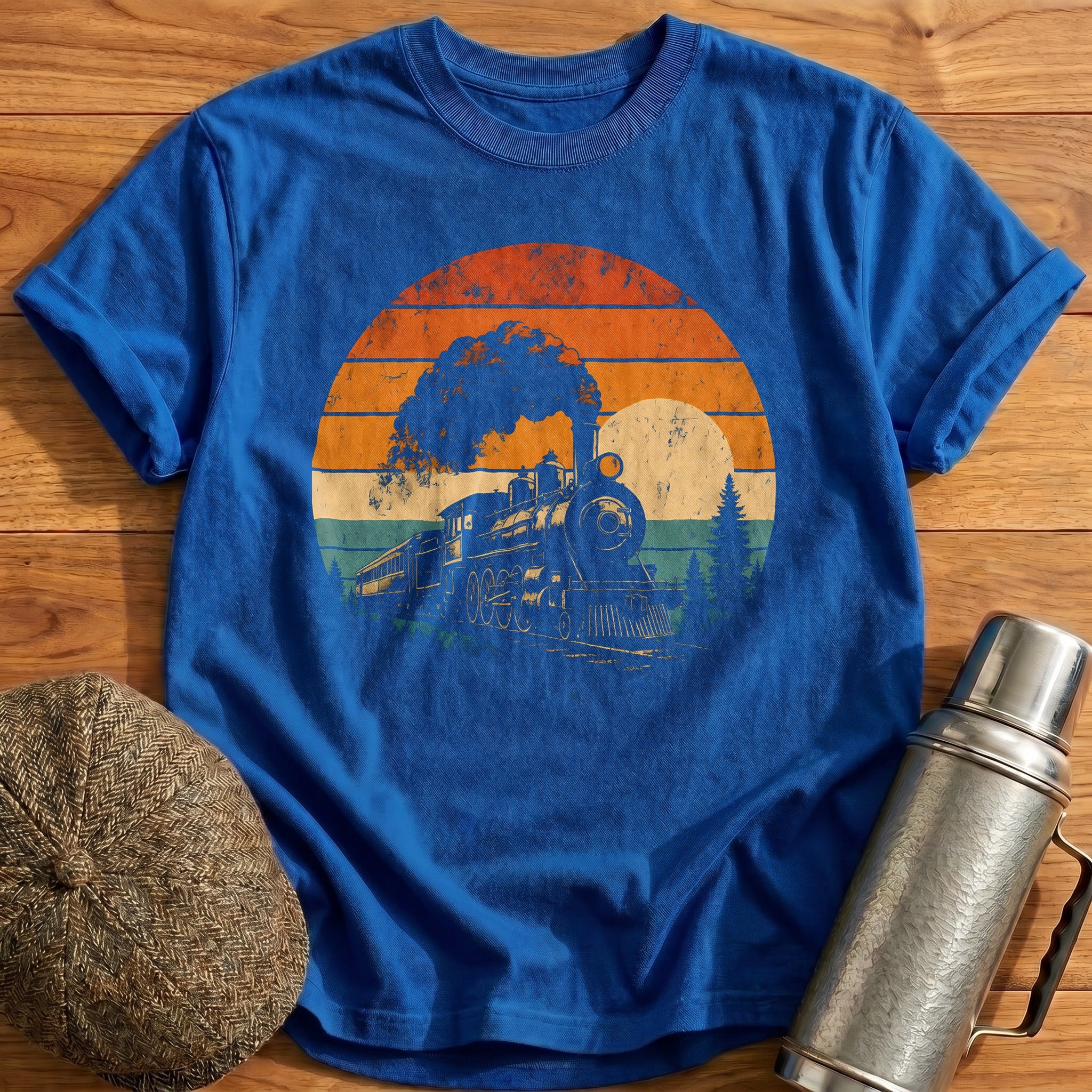 Vintage Train Sunset Locomotive Engineer - Royal