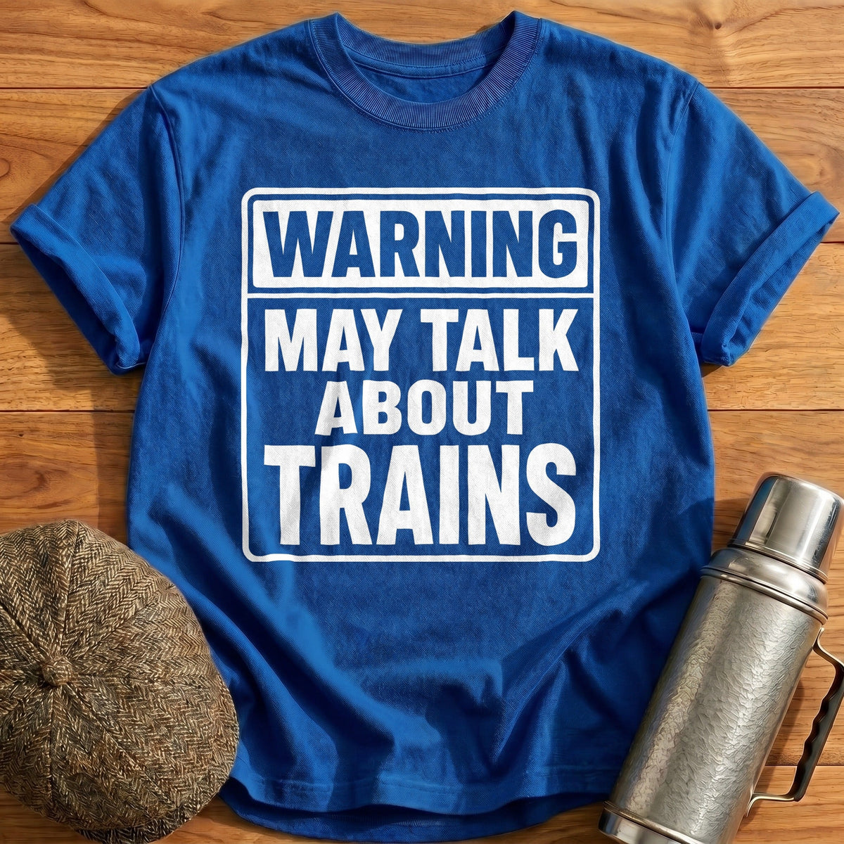 Warning May Talk About Trains 28 Kids T-Shirt - Royal