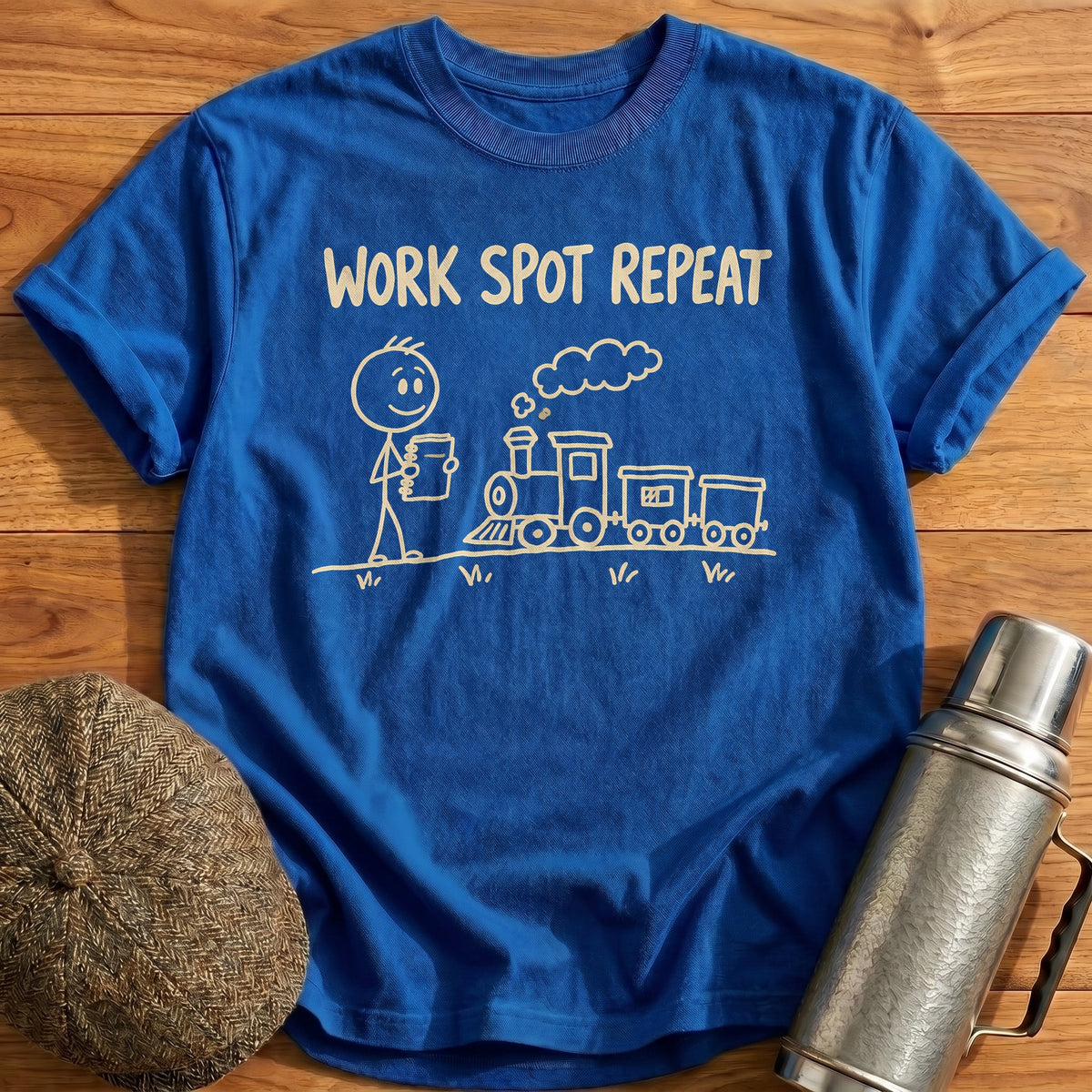 Work Spot Repeat 94 T-Shirt - Royal