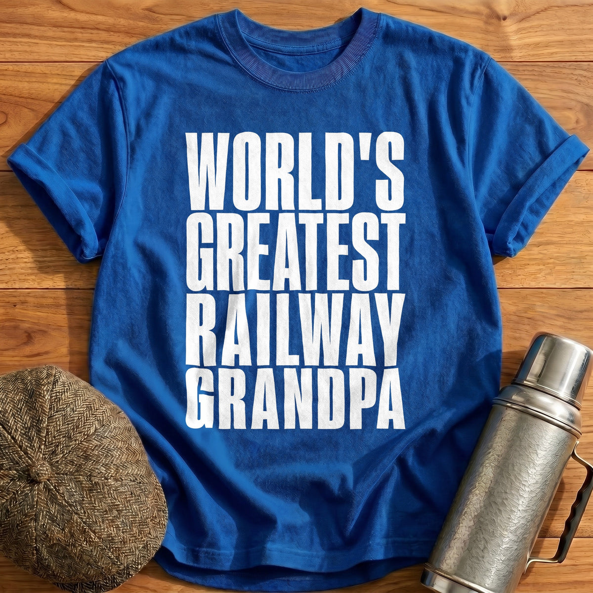 World's Greatest Railway Grandpa 90 T-Shirt - Royal
