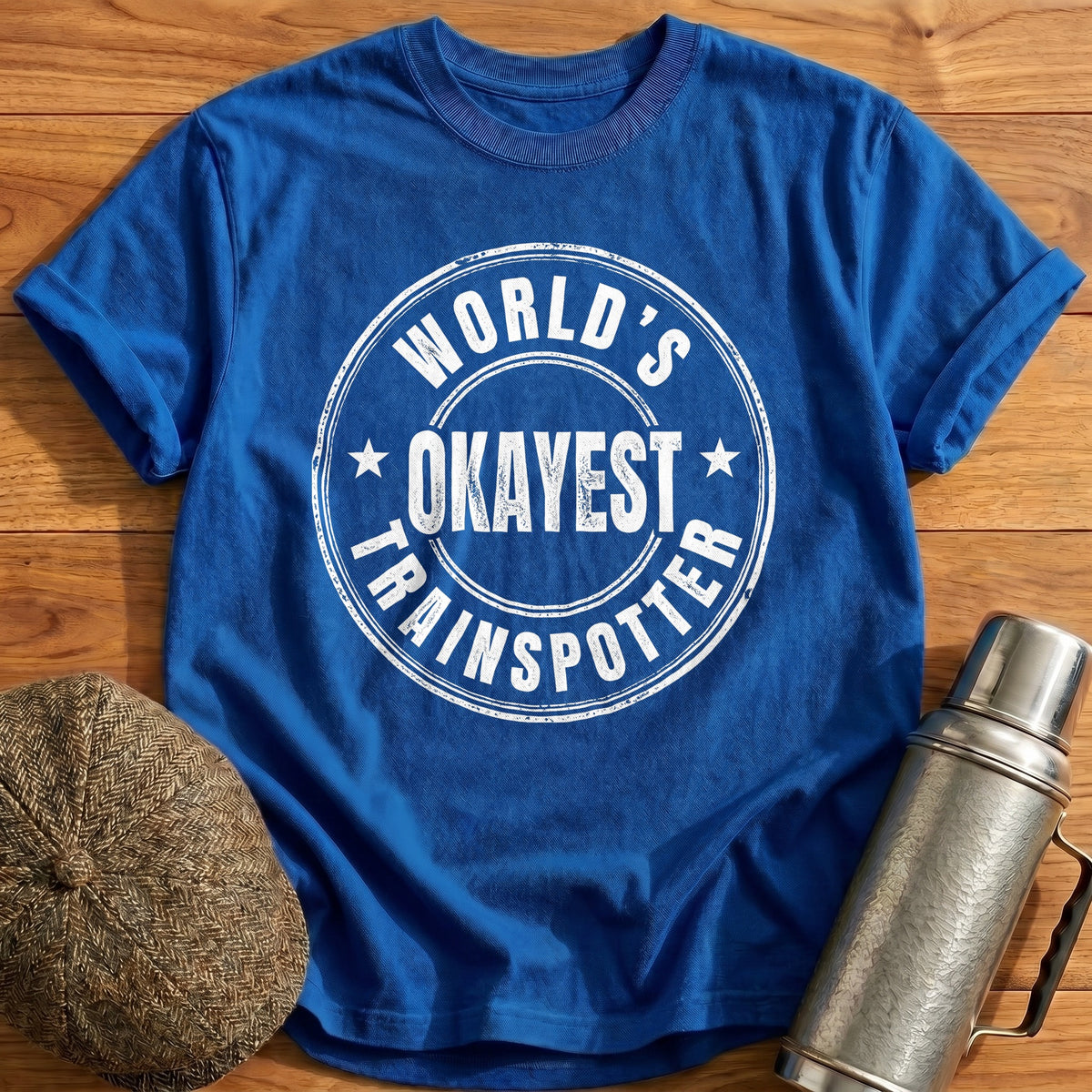 World's Okayest Trainspotter 84 T-Shirt - Royal