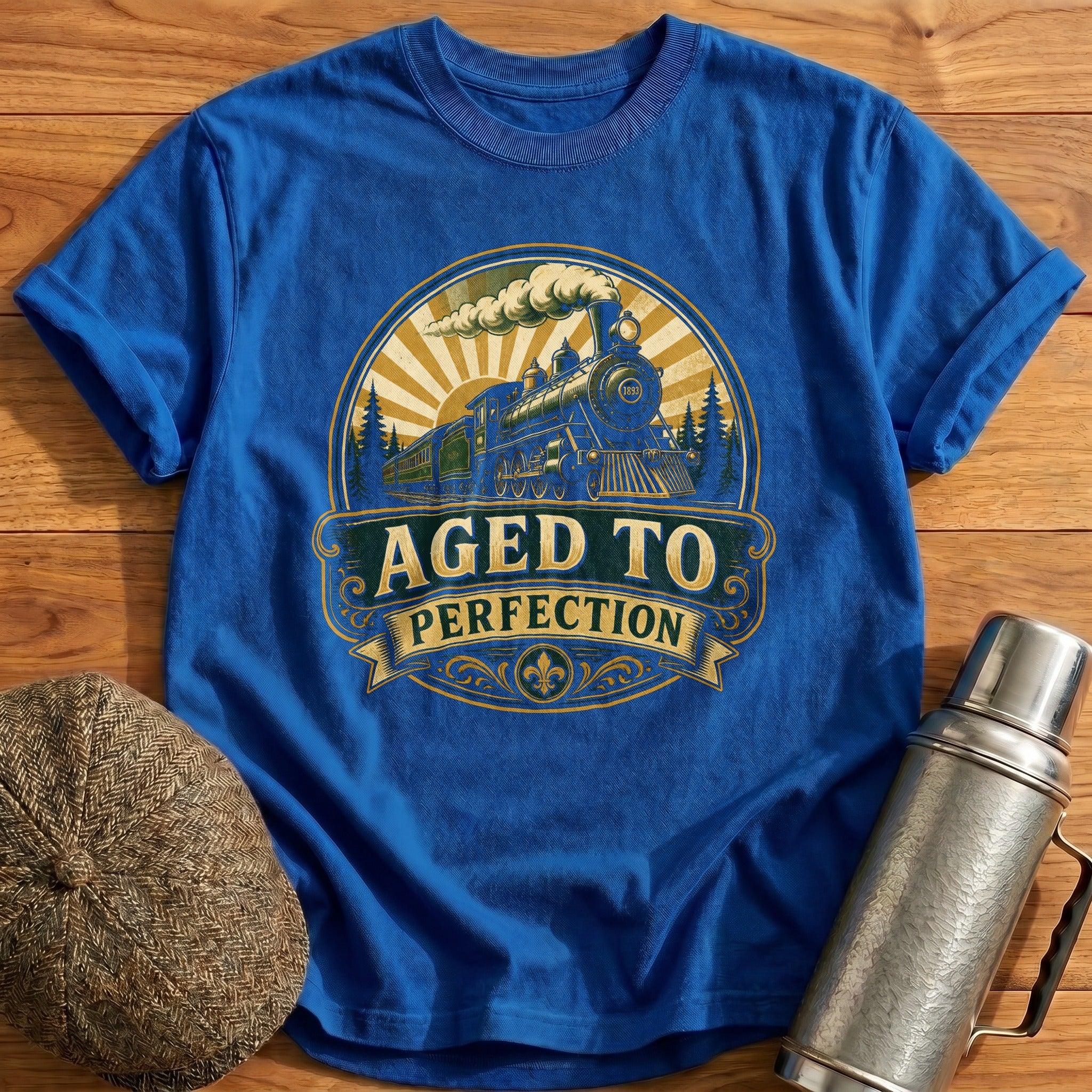 Aged to Perfection Train T-Shirt - Royal