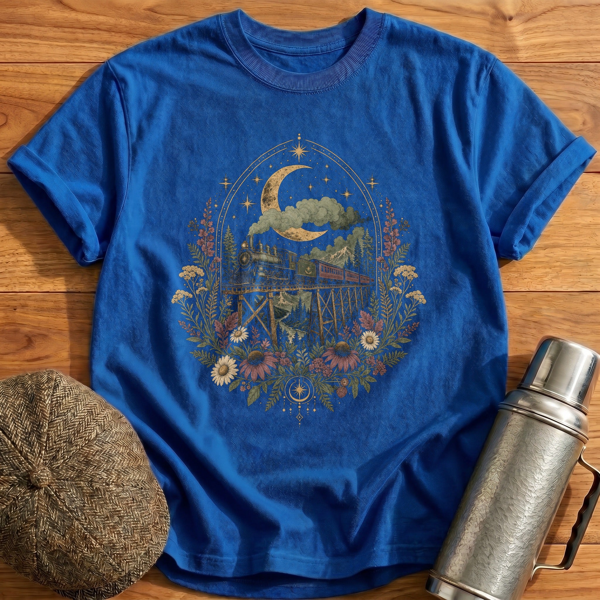 Celestial Train Crescent T-Shirt - Royal