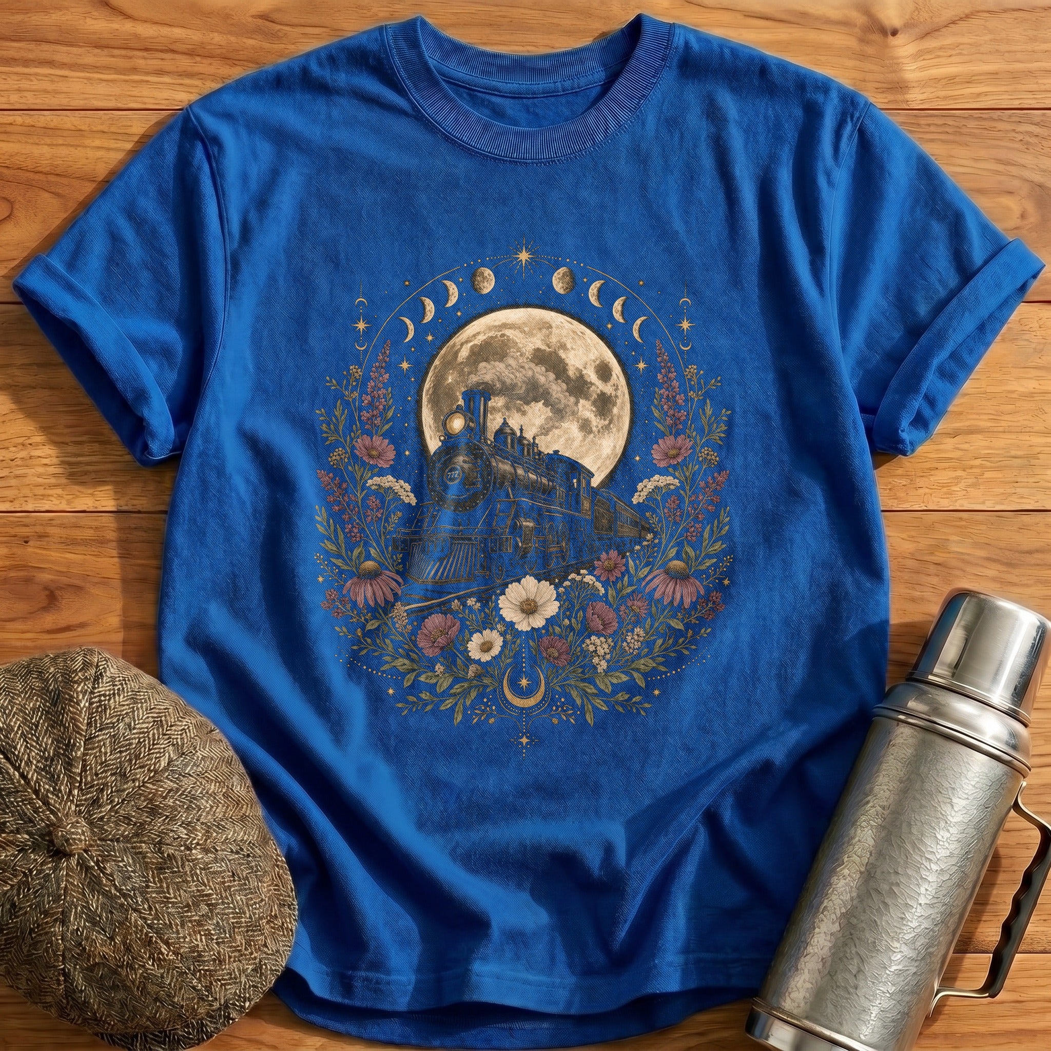 Celestial Train Full Moon T-Shirt - Royal