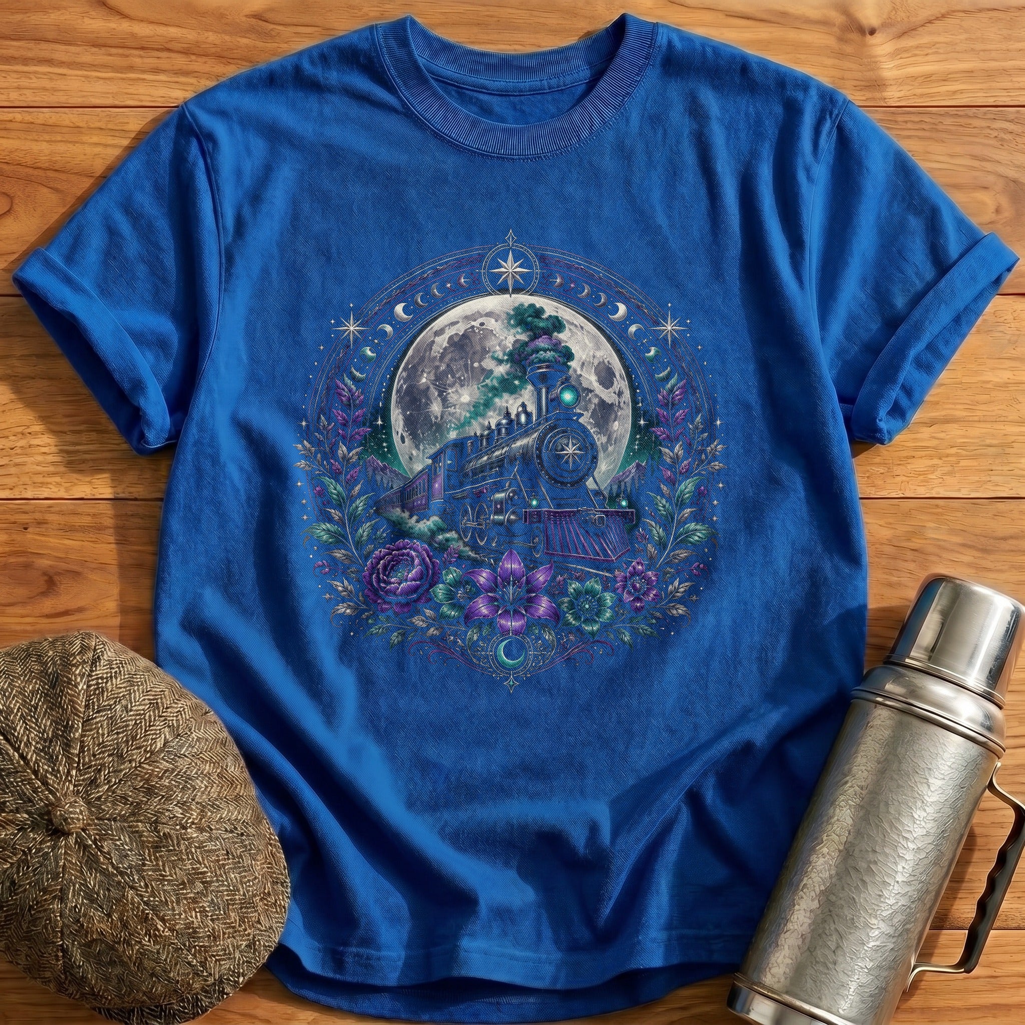 Celestial Train Moon T-Shirt - Royal