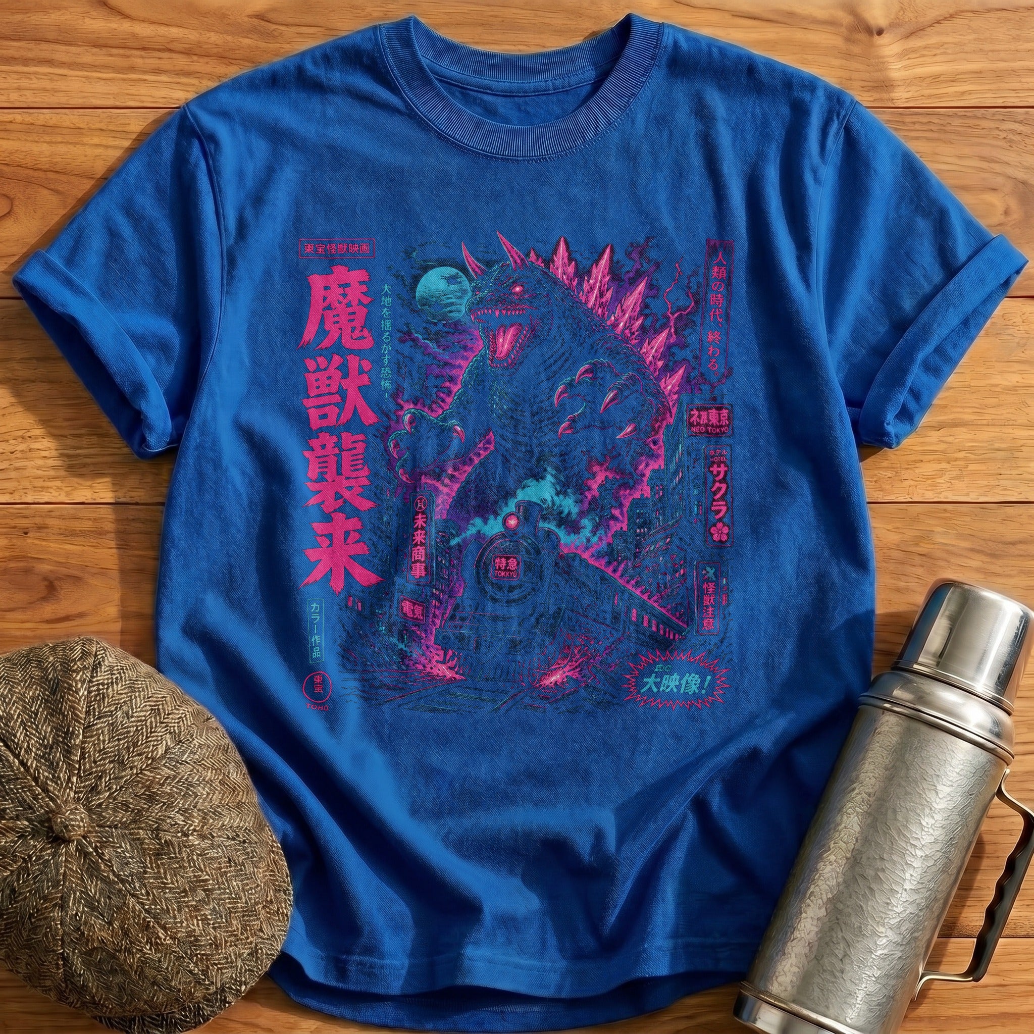 Kaiju Train Neon T-Shirt - Royal