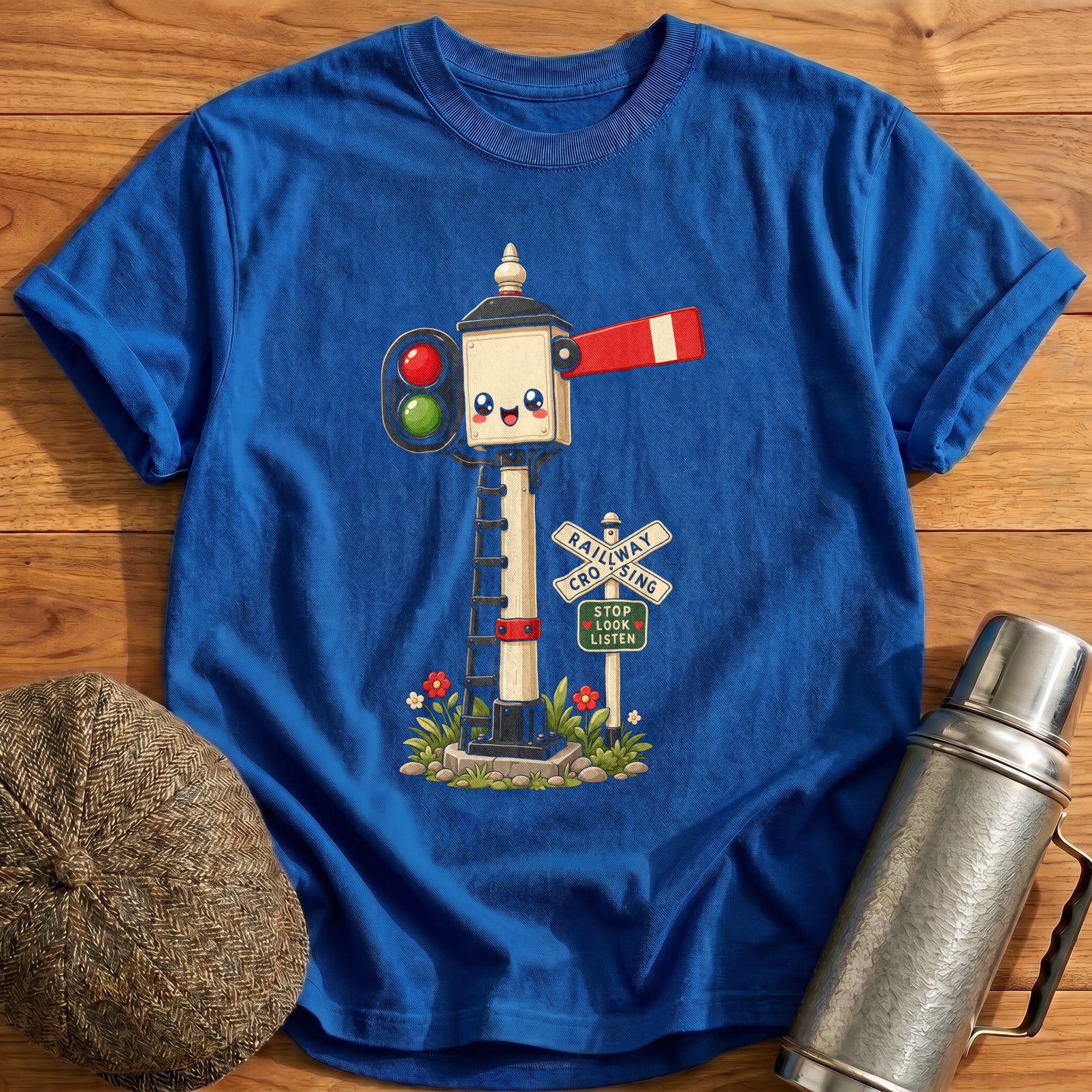 Kawaii Railway Signal T-Shirt - Royal