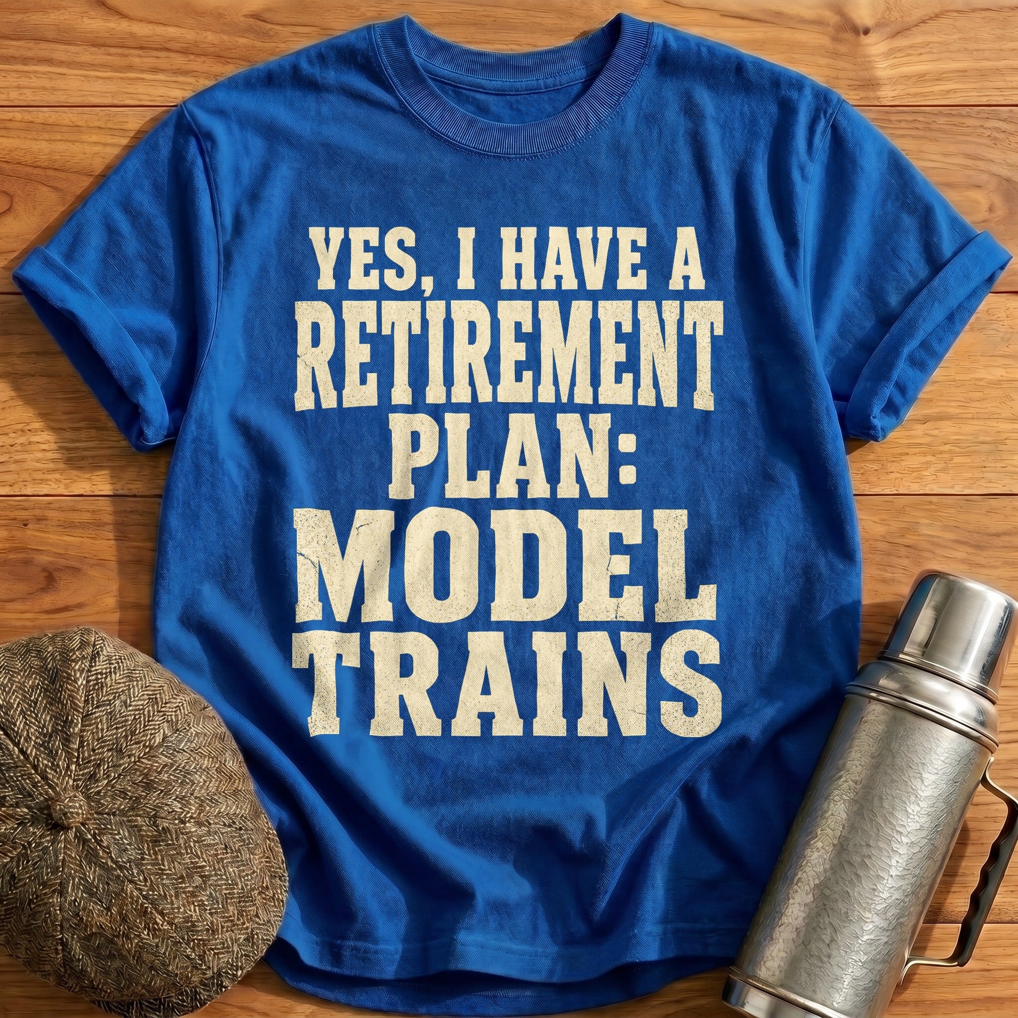 Retirement Plan Model Trains II T-Shirt - Royal