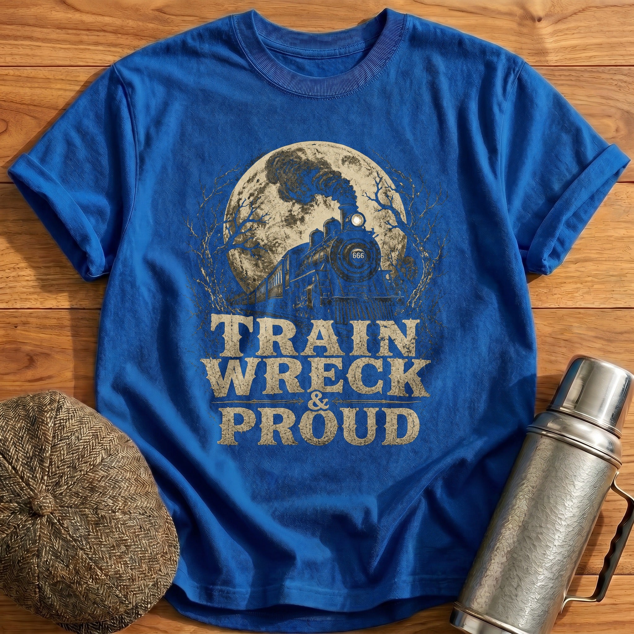 Train Wreck and Proud T-Shirt - Royal