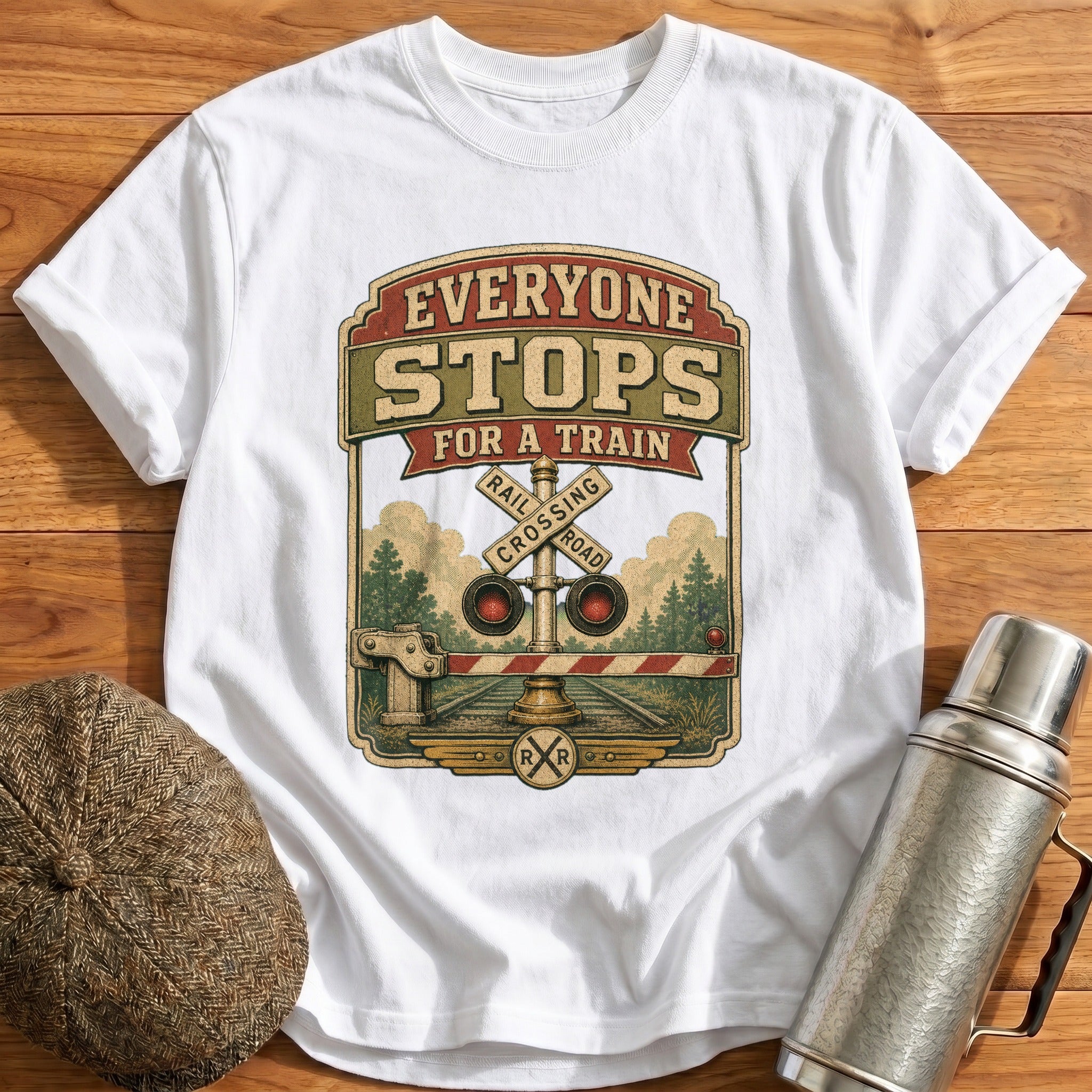 Everyone Stops for a Train T-Shirt - White