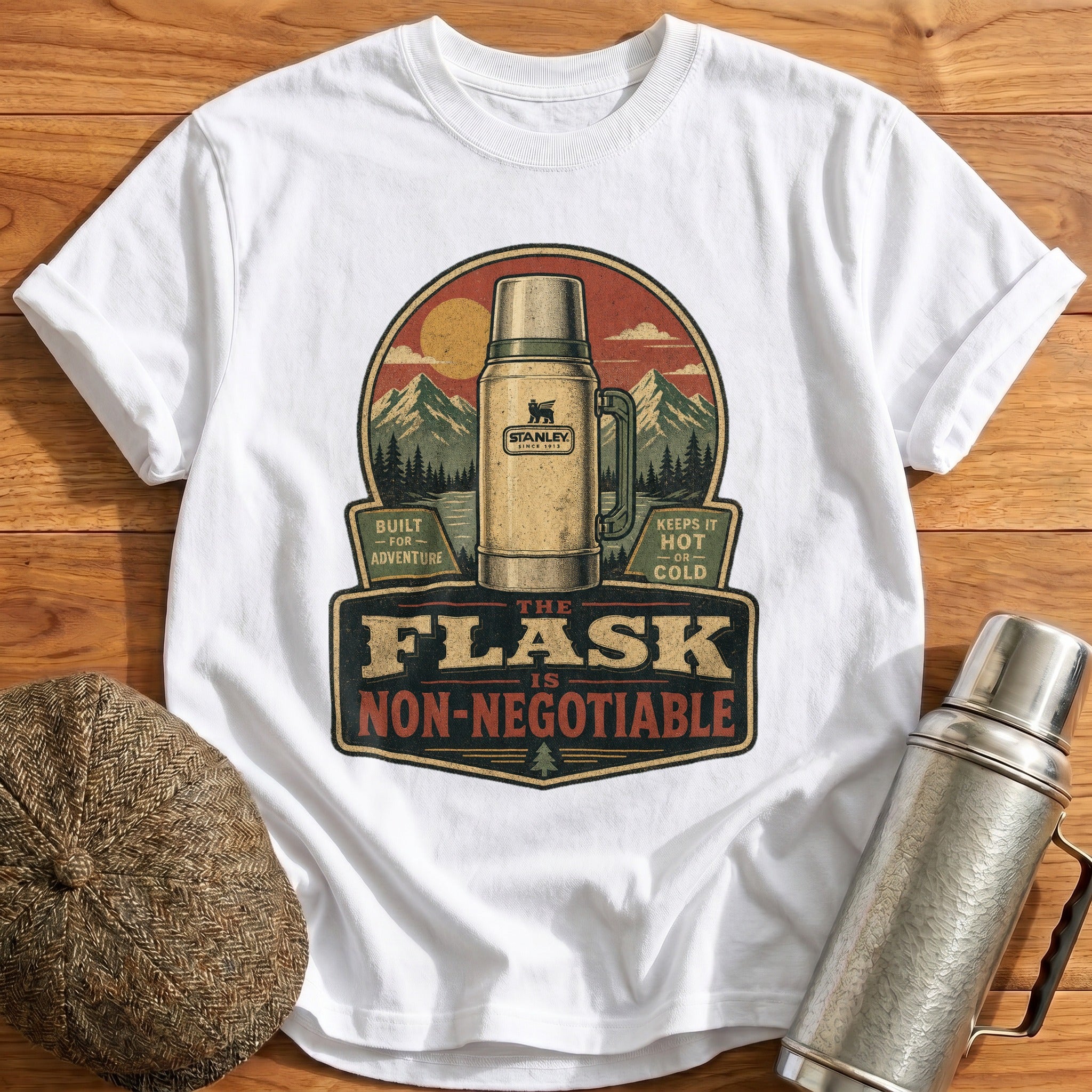 The Flask is Non-negotiable T-Shirt - White