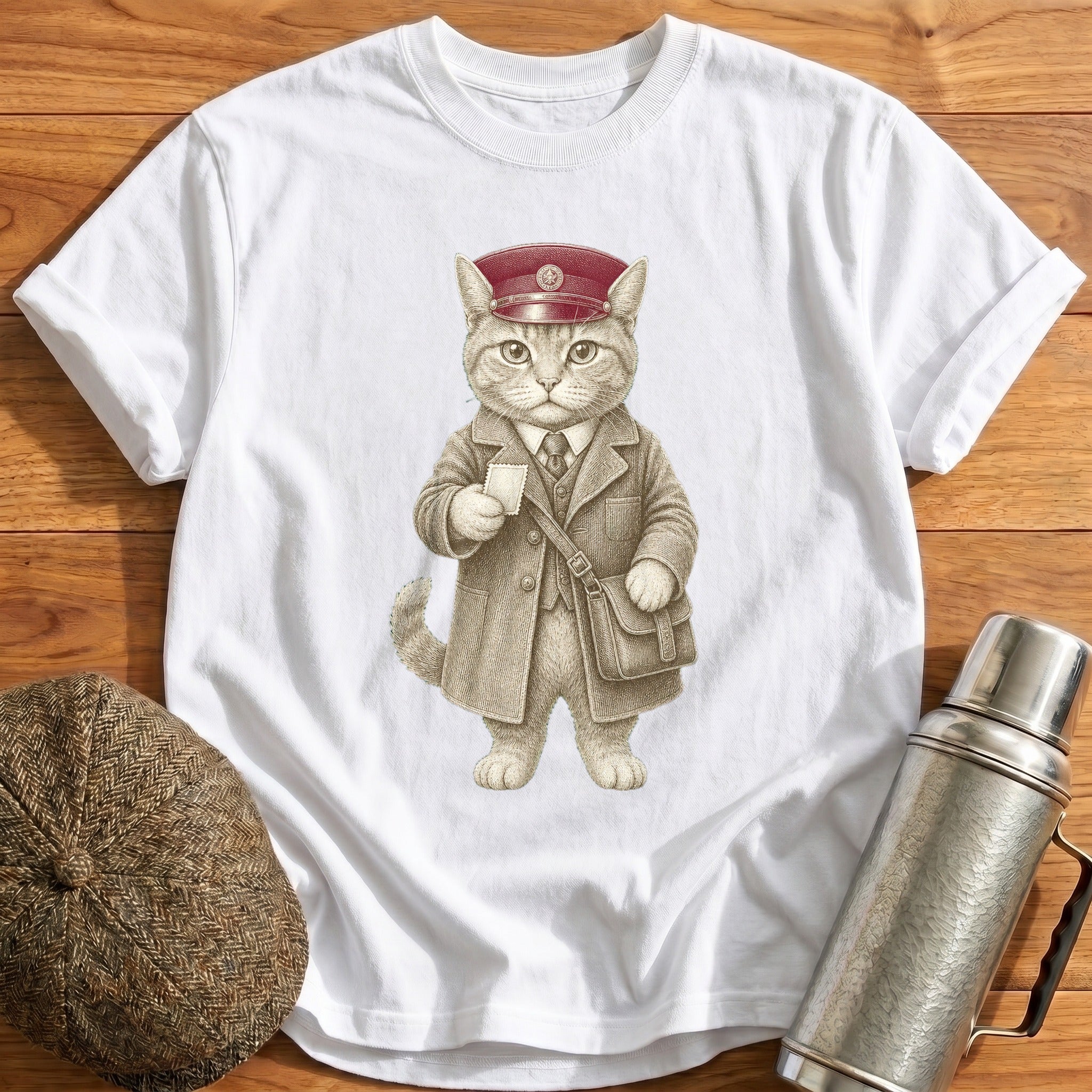 Cat Ticket Inspector T-Shirt - White