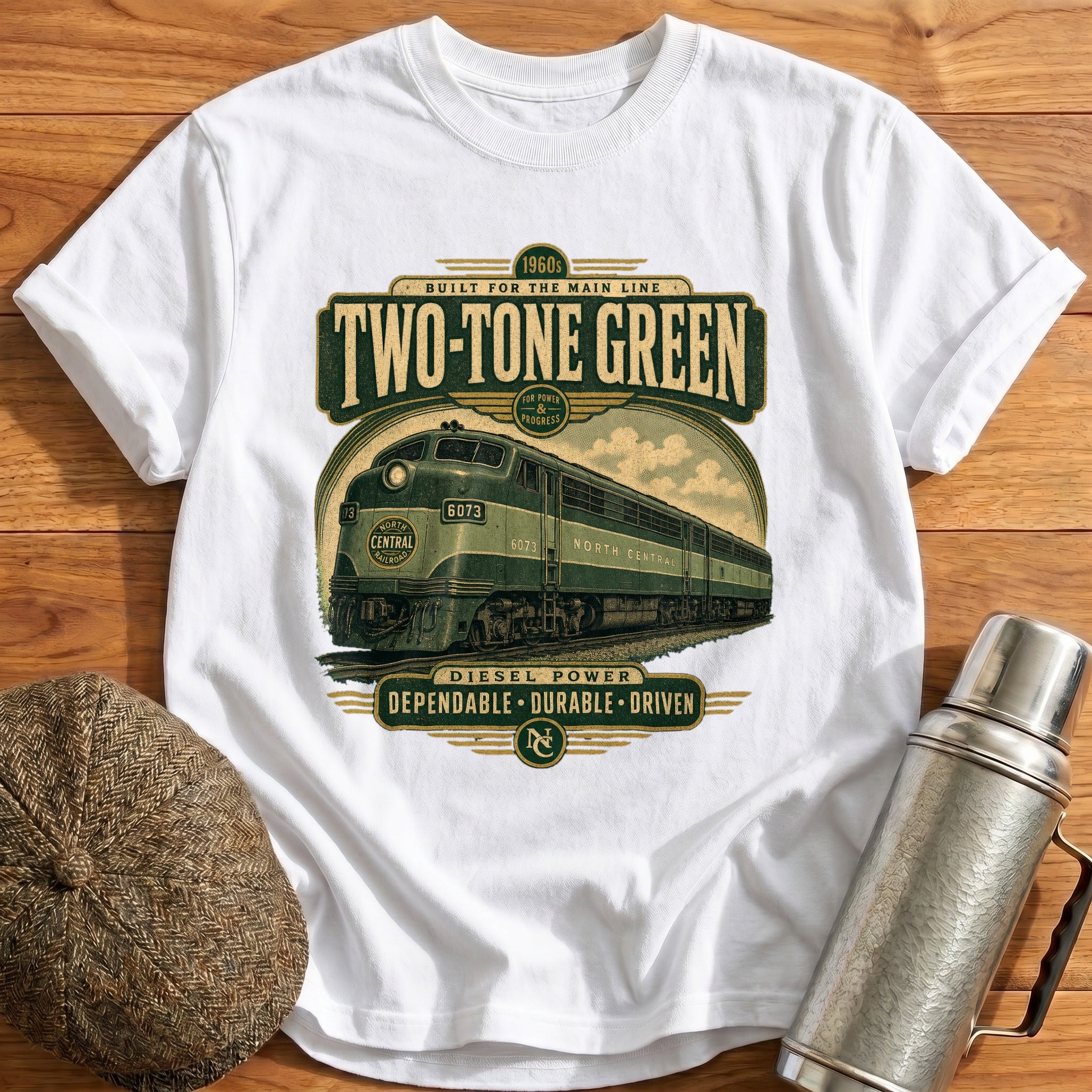 Two-tone Green T-Shirt - White