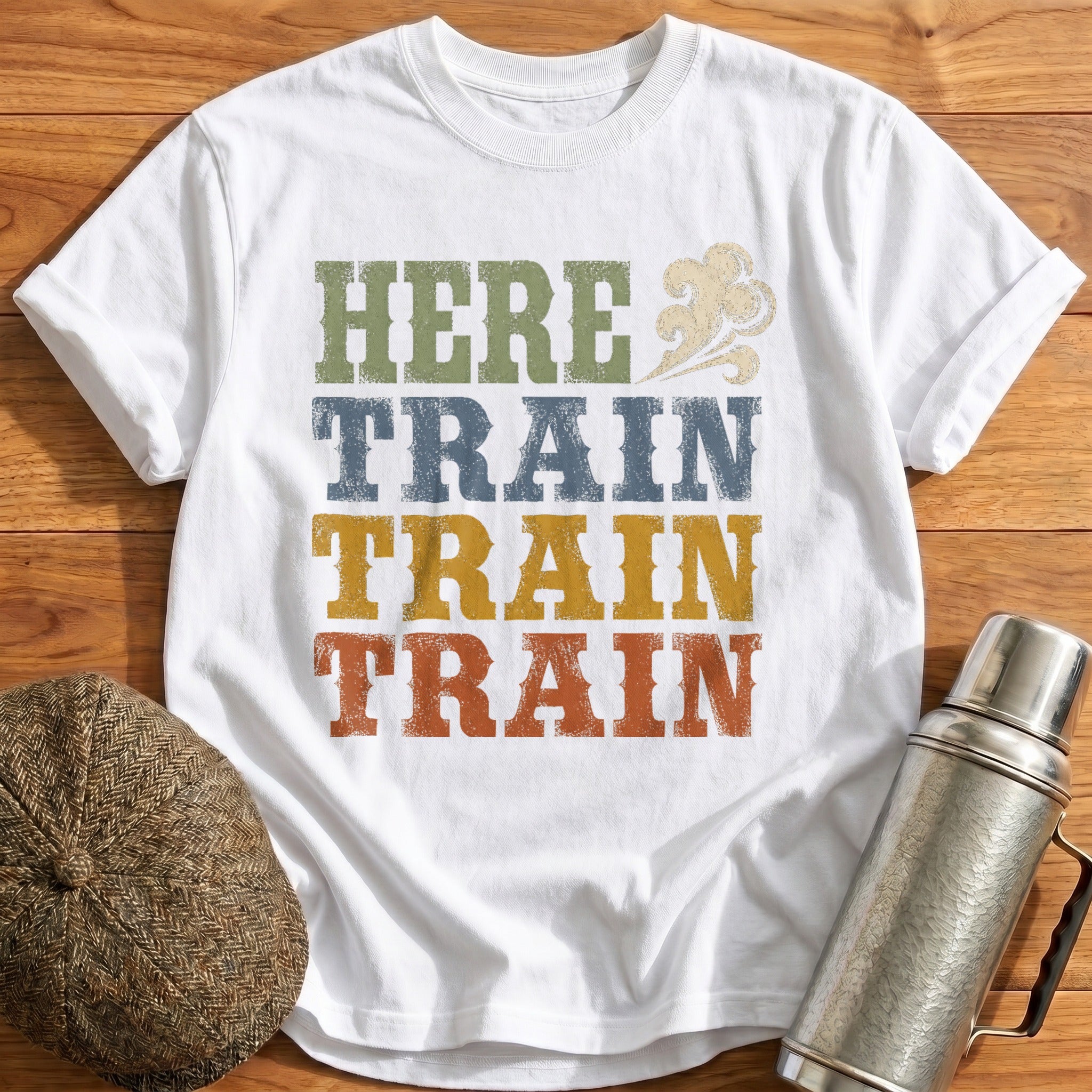 Here Train Train Train T-Shirt - White