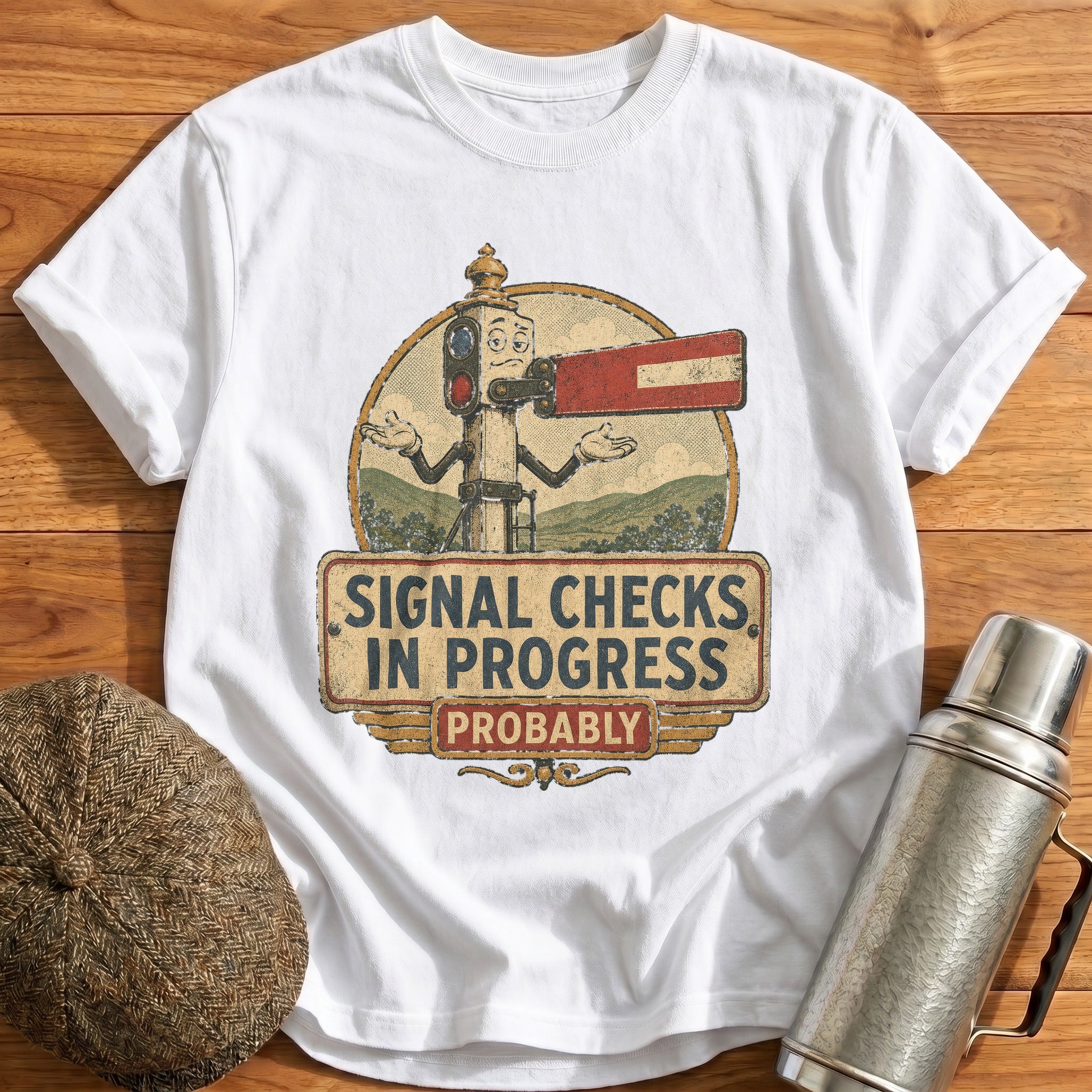 Signal Checks Probably T-Shirt - White