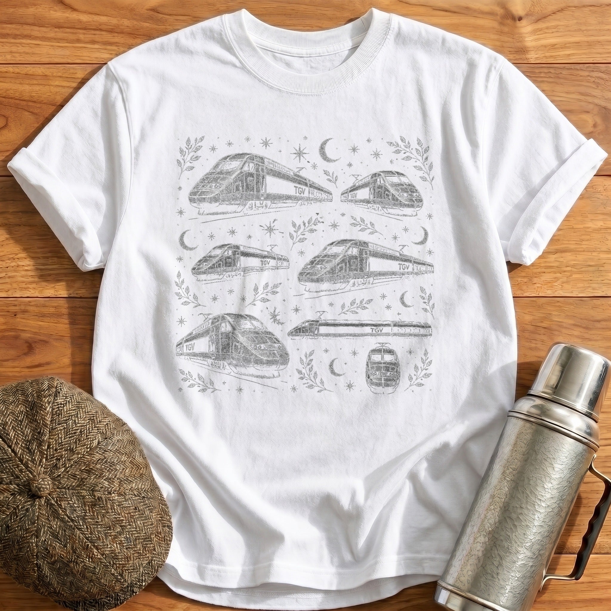 TGV High-Speed Train Contained Print T-Shirt - White