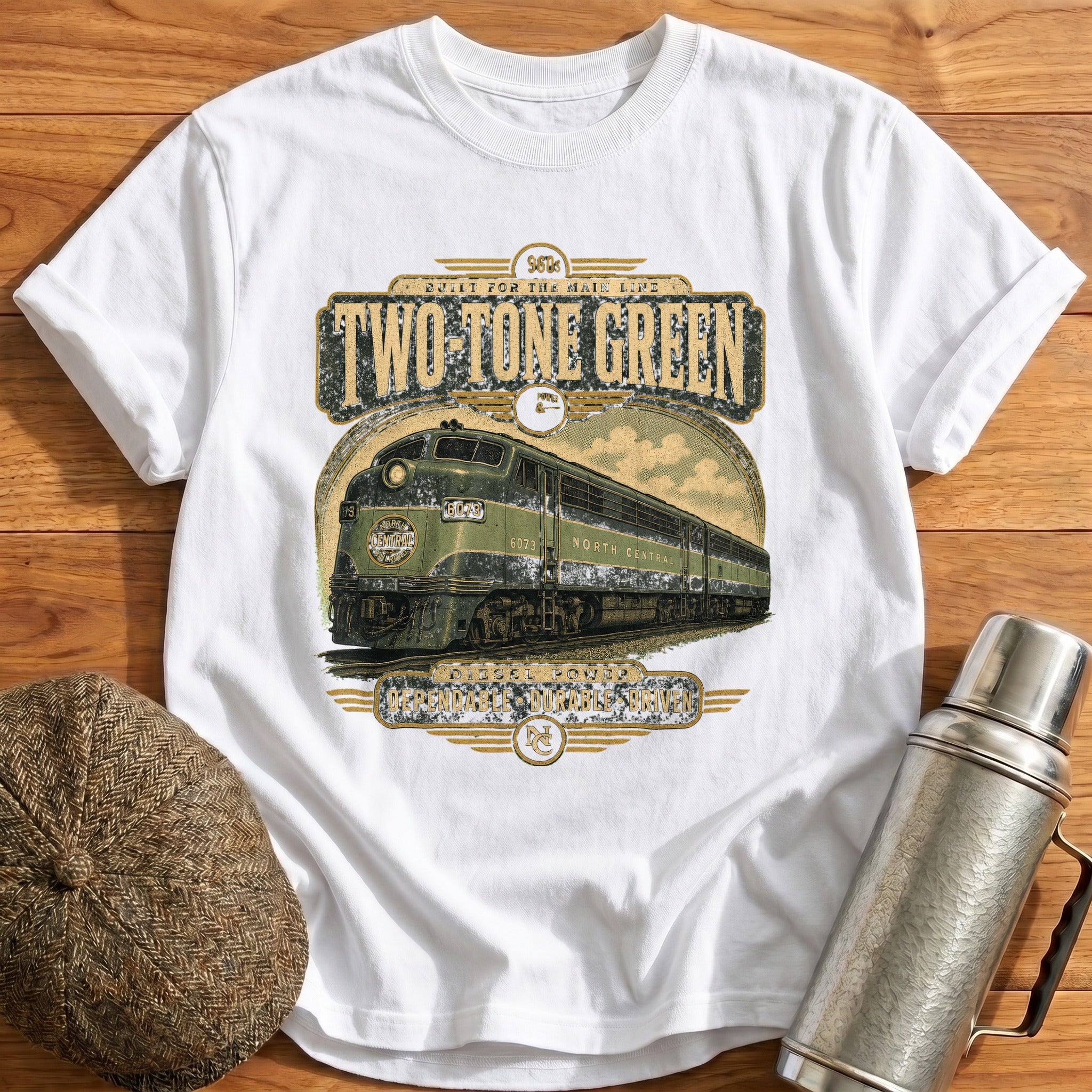 Two-Tone Green T-Shirt - White