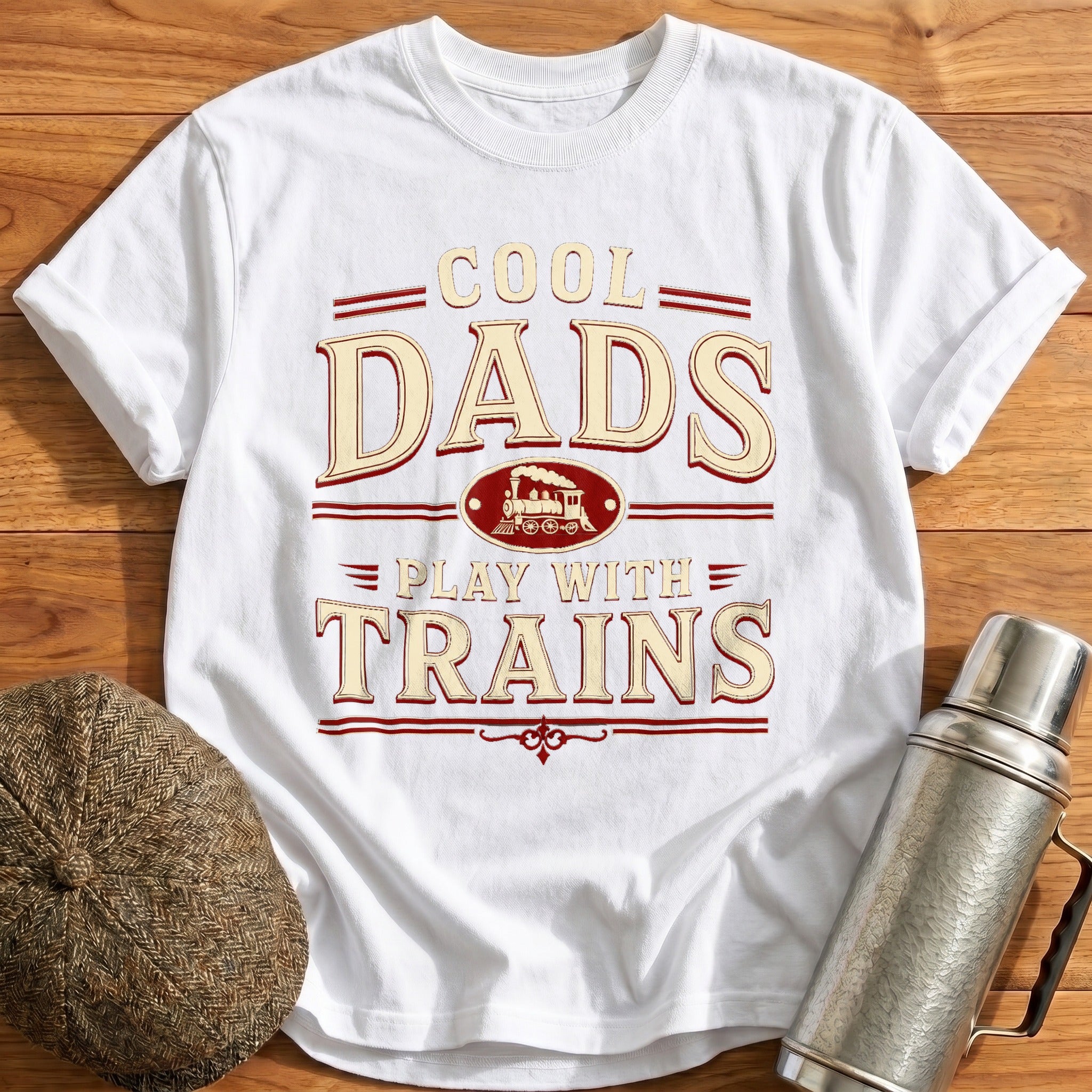 Cool Dads Play with Trains T-Shirt - White
