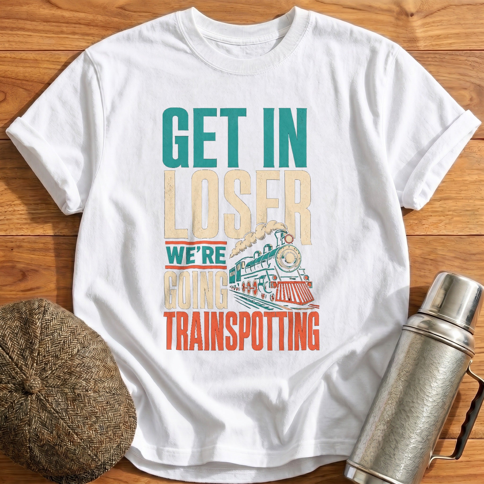 Get in Loser Trainspotting Typo T-Shirt - White