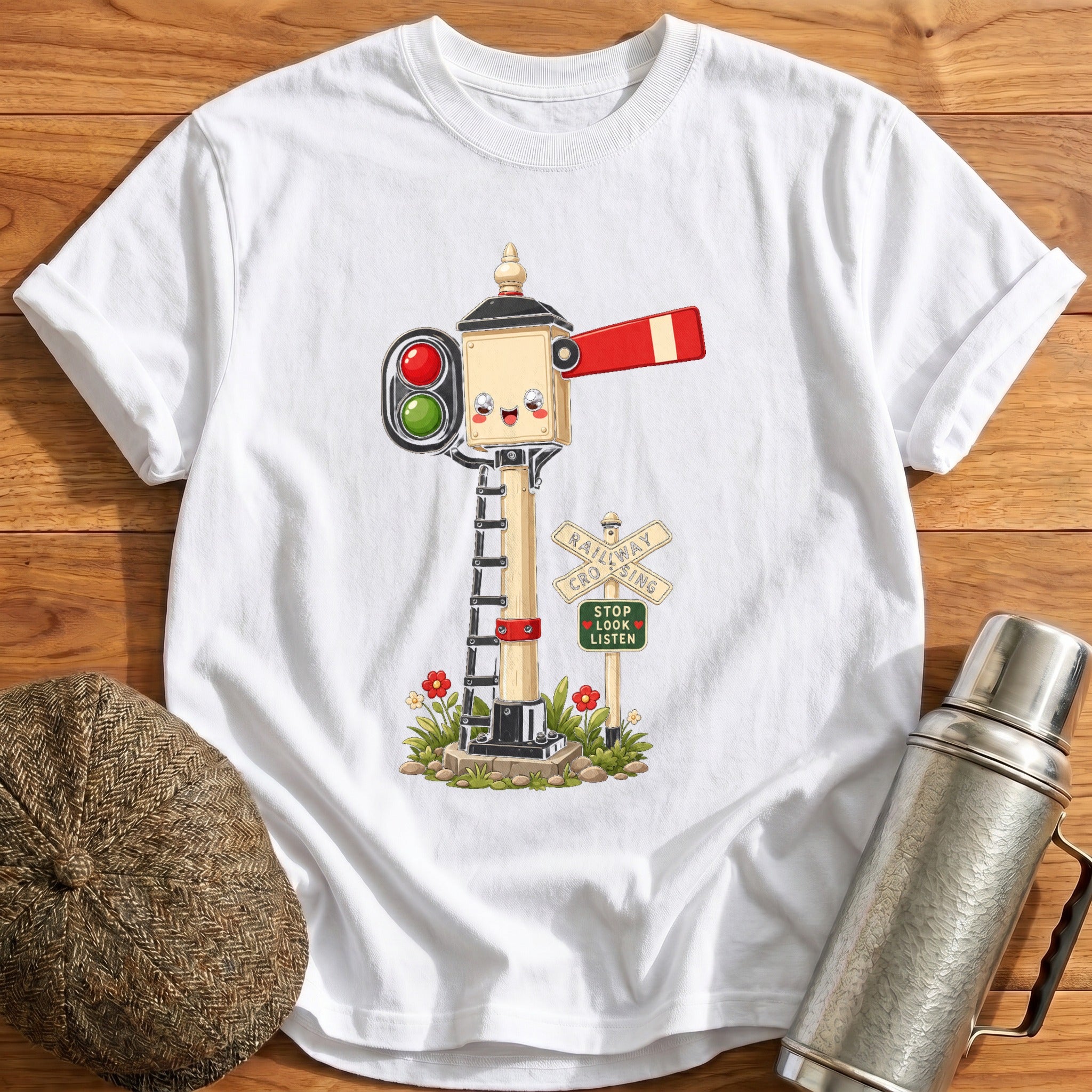 Kawaii Railway Signal T-Shirt - White