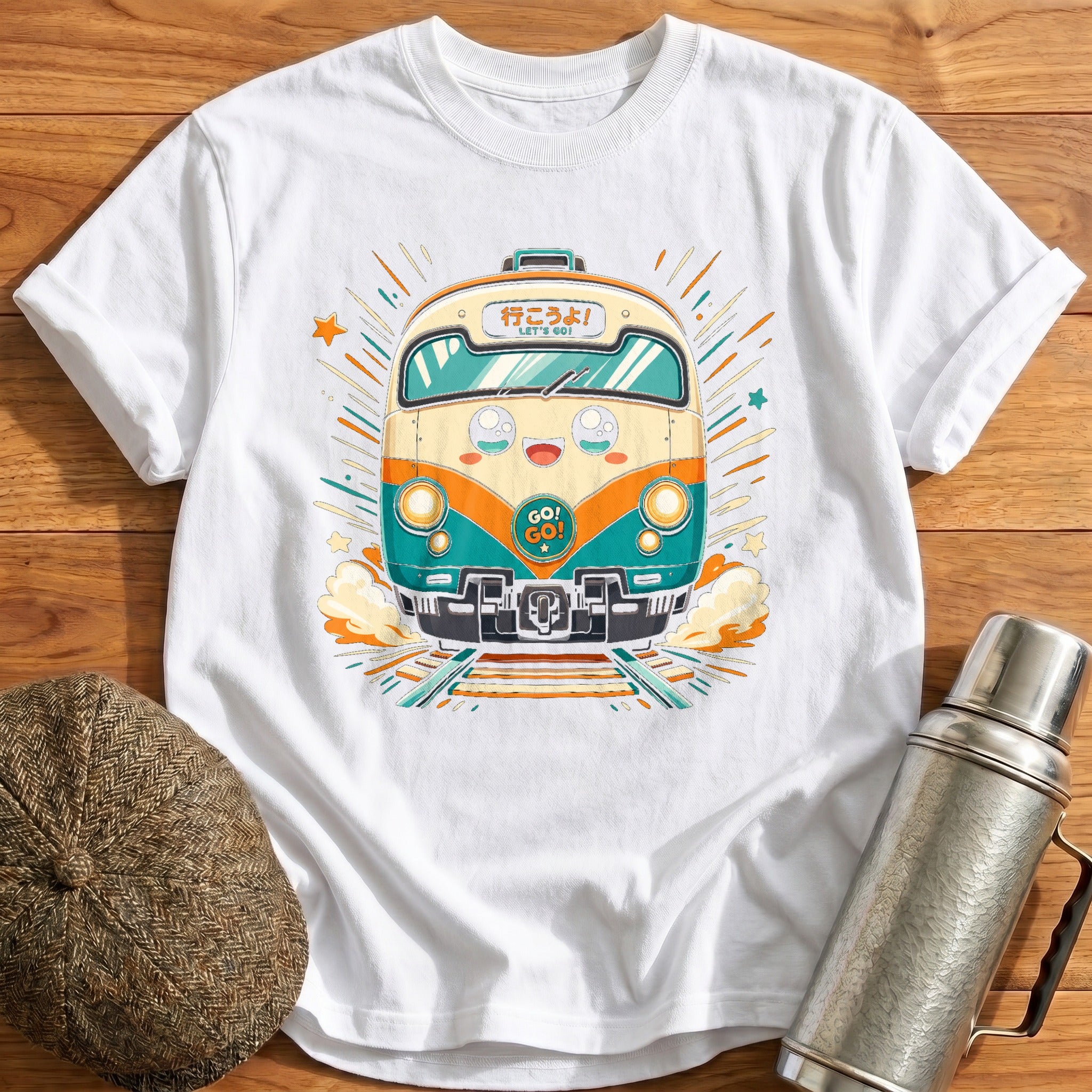 Kawaii Train Face T-Shirt - White