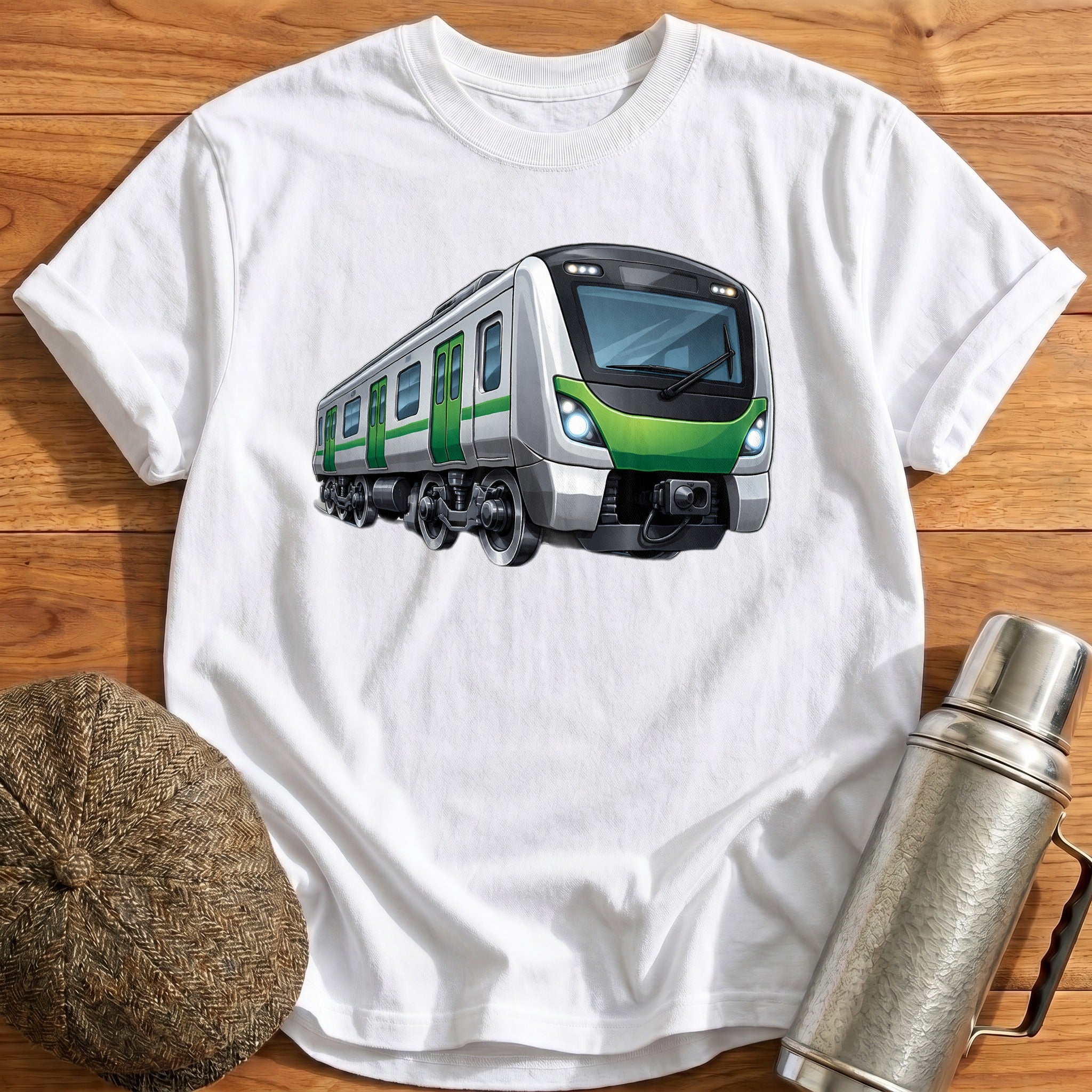 Metrotrain Front34 T-Shirt - White