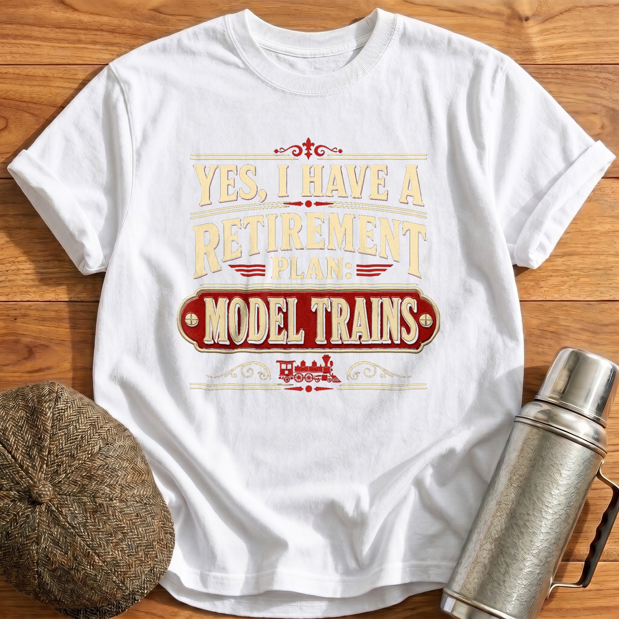 Retirement Plan Model Trains T-Shirt - White
